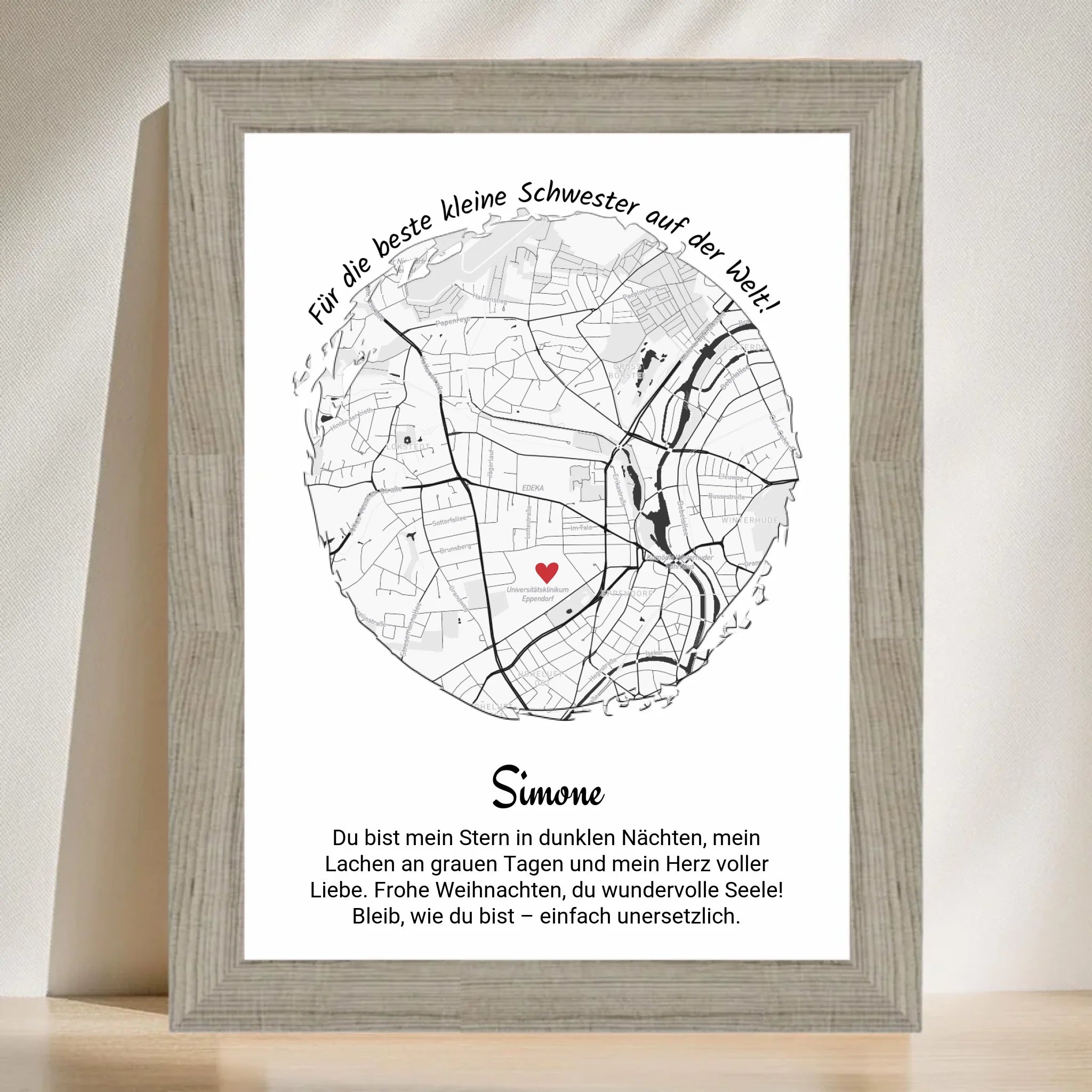 Kleine Schwester Weihnachtsgeschenk Poster personalisierbar - Cantty