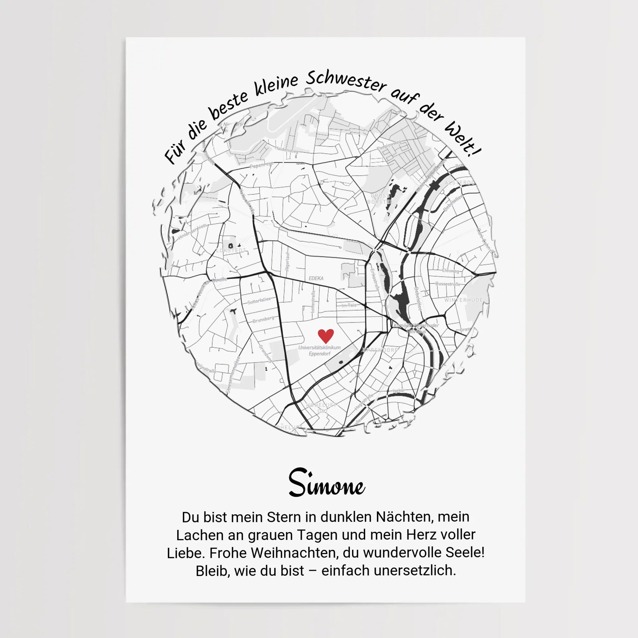 Kleine Schwester Weihnachtsgeschenk Poster personalisierbar - Cantty