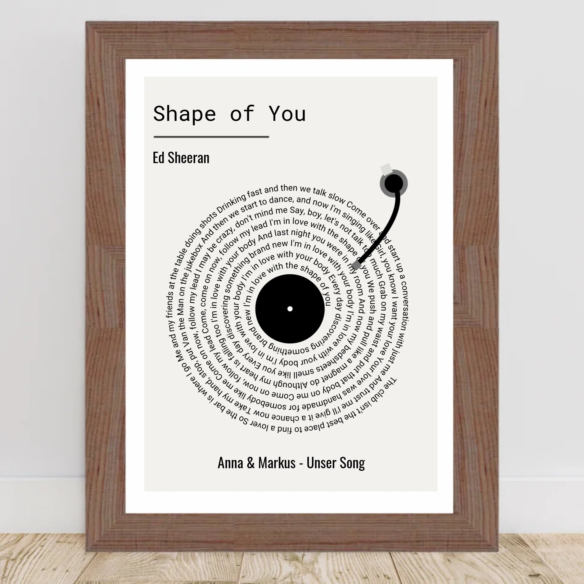 Paar Musikgeschenk Songtext Hochzeitstag Poster personalisierbar - Cantty