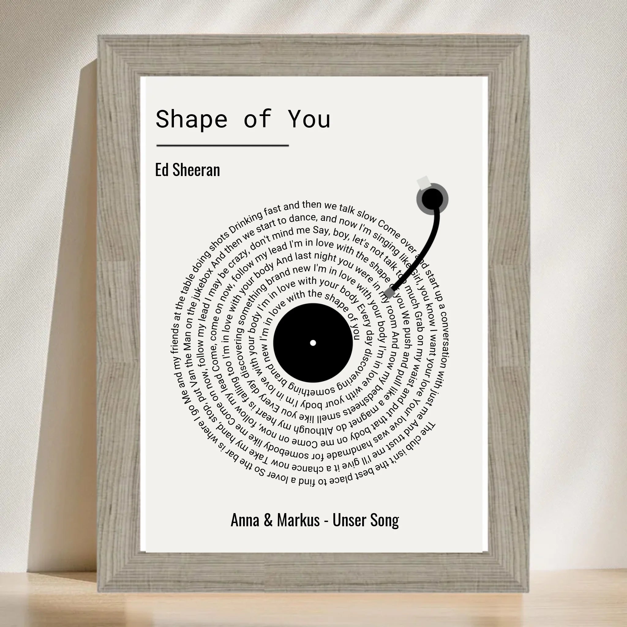 Paar Musikgeschenk Songtext Hochzeitstag Poster personalisierbar - Cantty