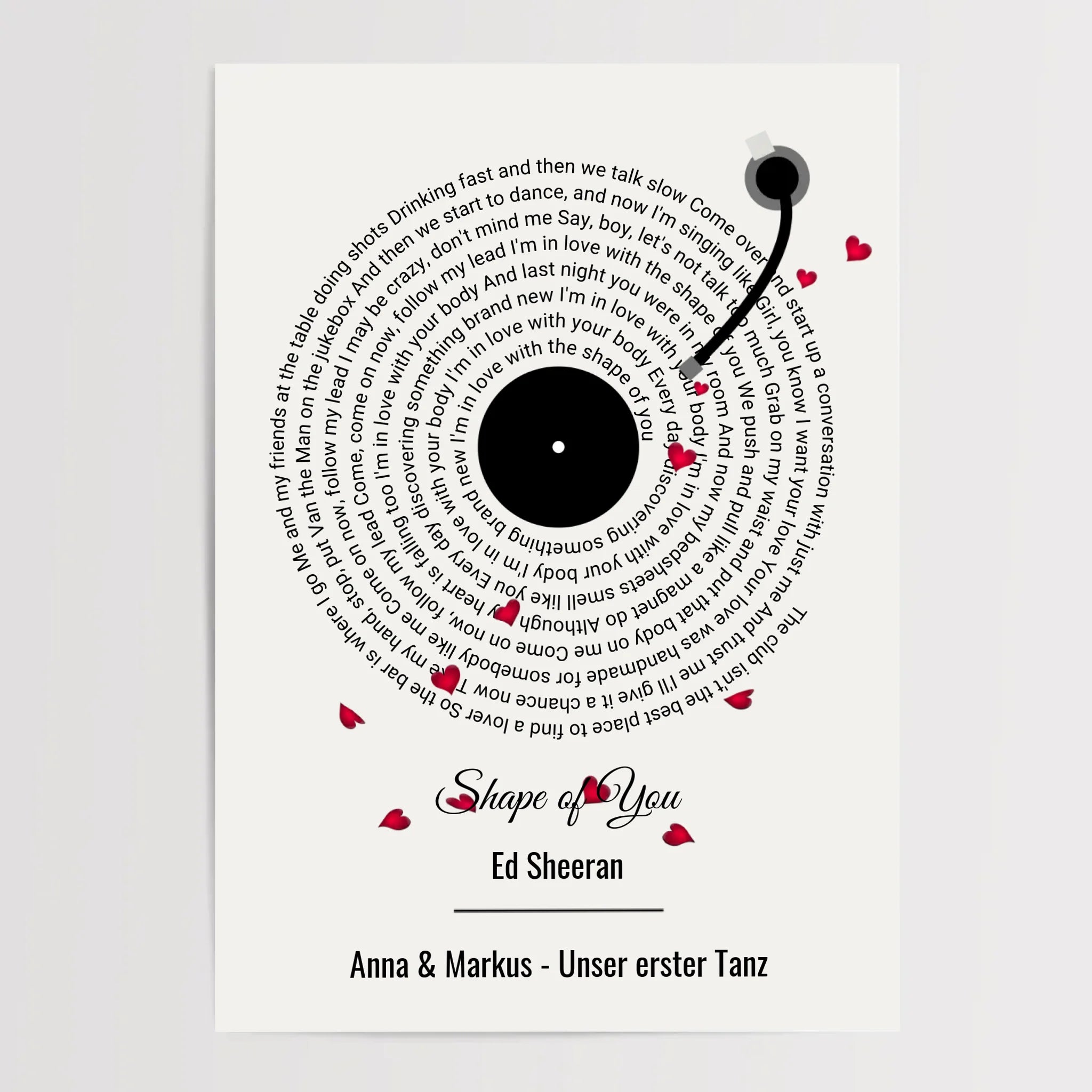 Musikposter Songtext für Paar Jahrestag, Hochzeitstag & Valentinstag - Cantty