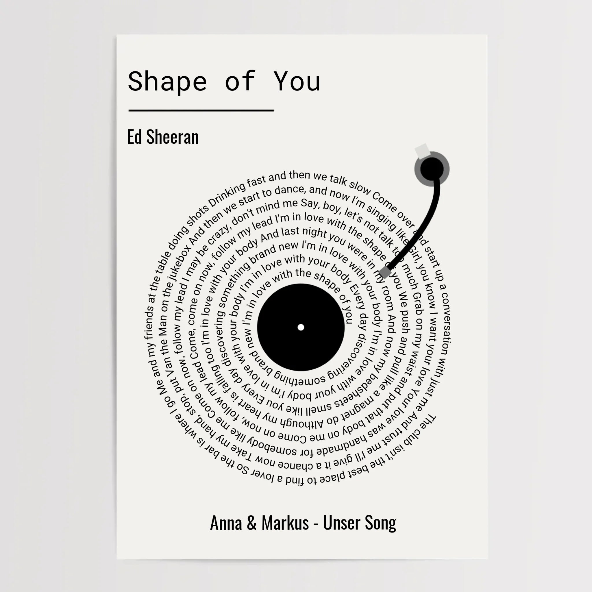 Paar Musikgeschenk Songtext Hochzeitstag Poster personalisierbar - Cantty