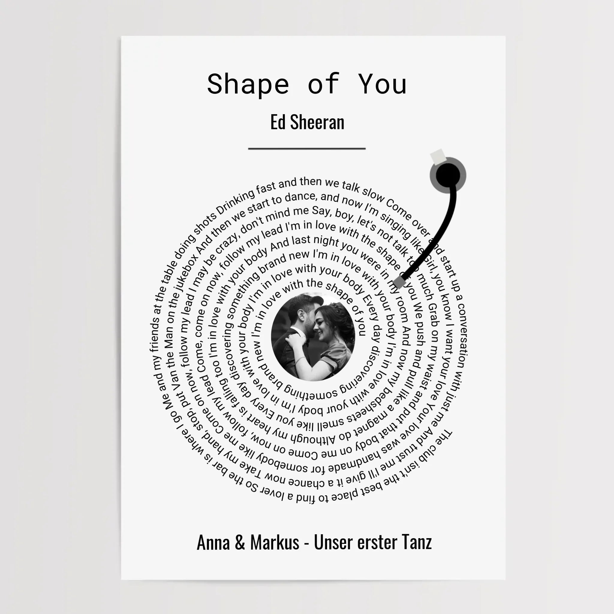 Hochzeitsgeschenk Brautpaar Songtext Musikposter mit Foto - Cantty