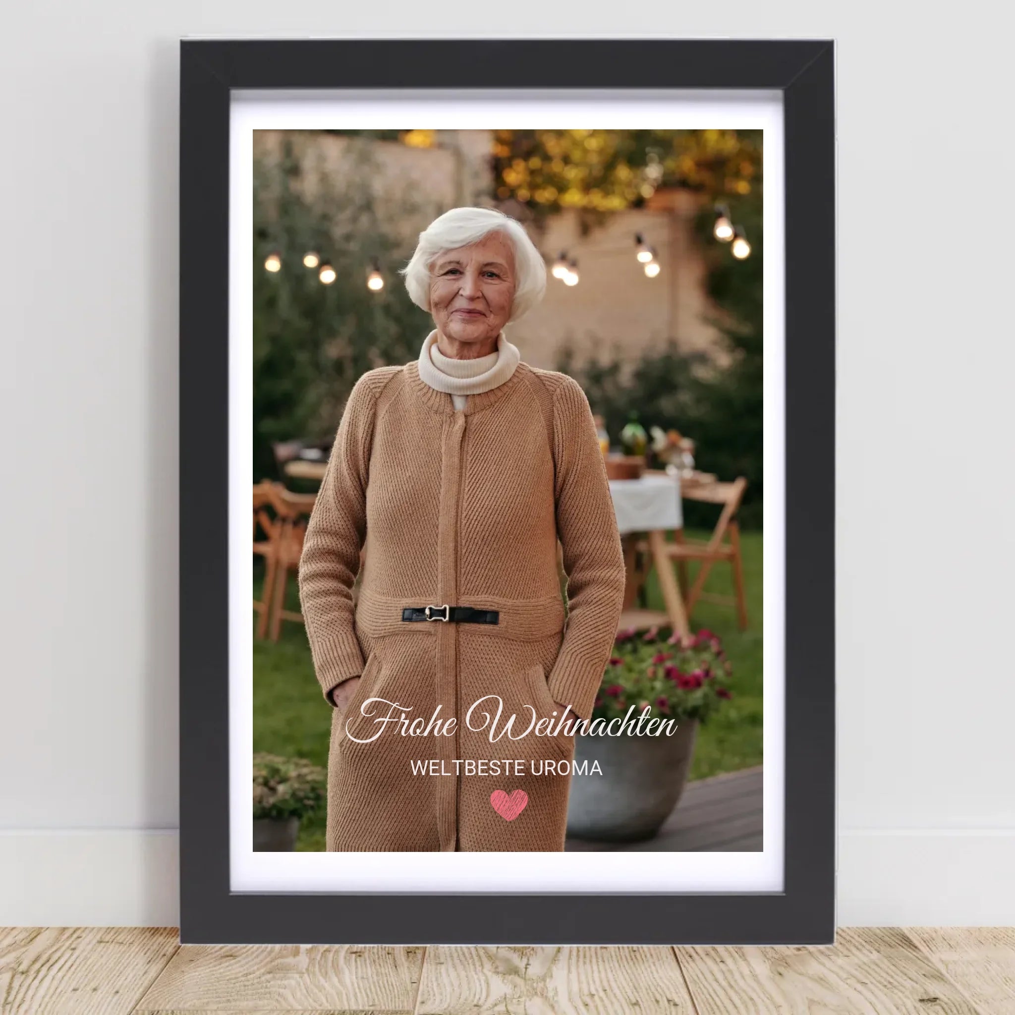 Uroma Foto Weihnachtsgeschenk Poster mit Bilderrahmen personalisierbar - Cantty