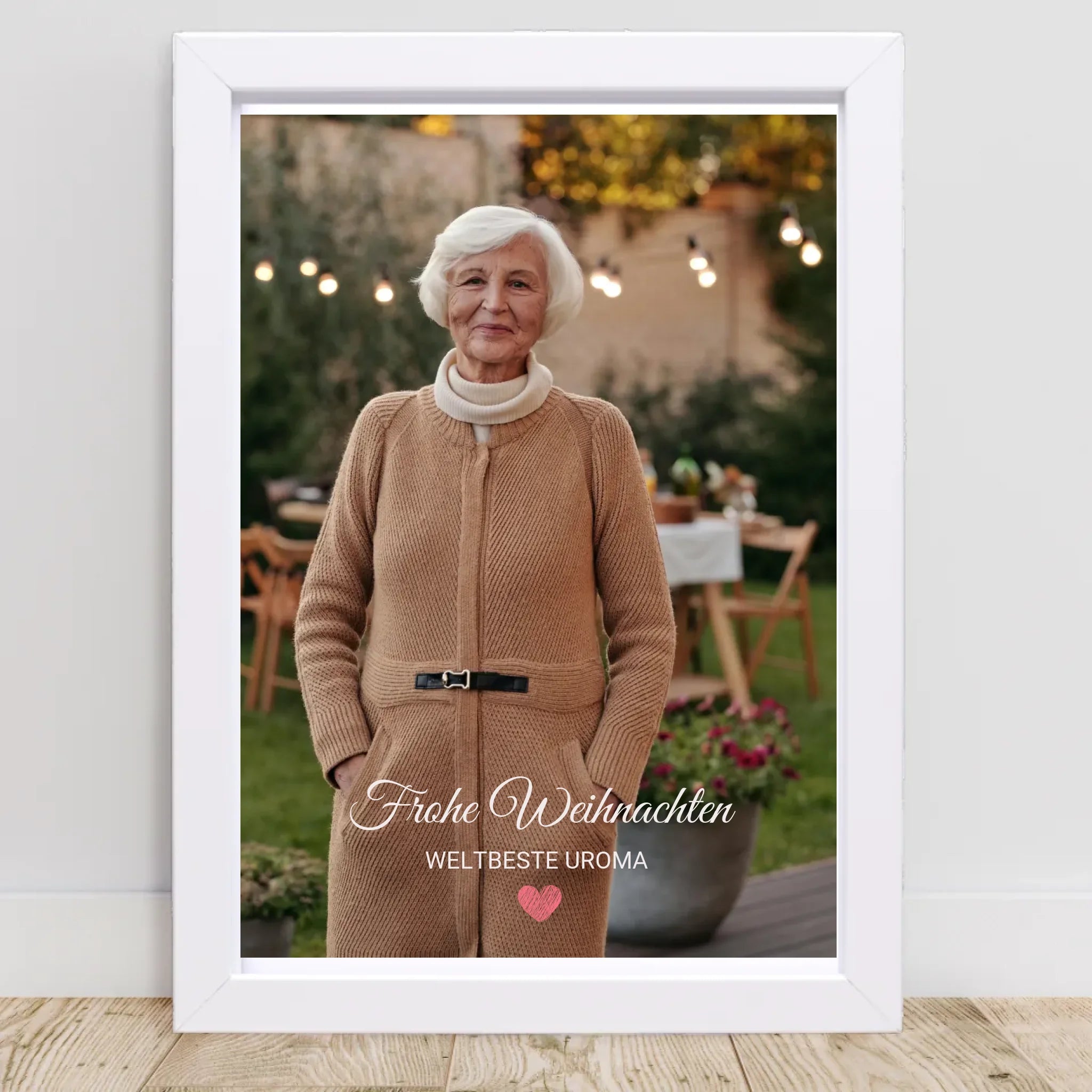 Uroma Foto Weihnachtsgeschenk Poster mit Bilderrahmen personalisierbar - Cantty