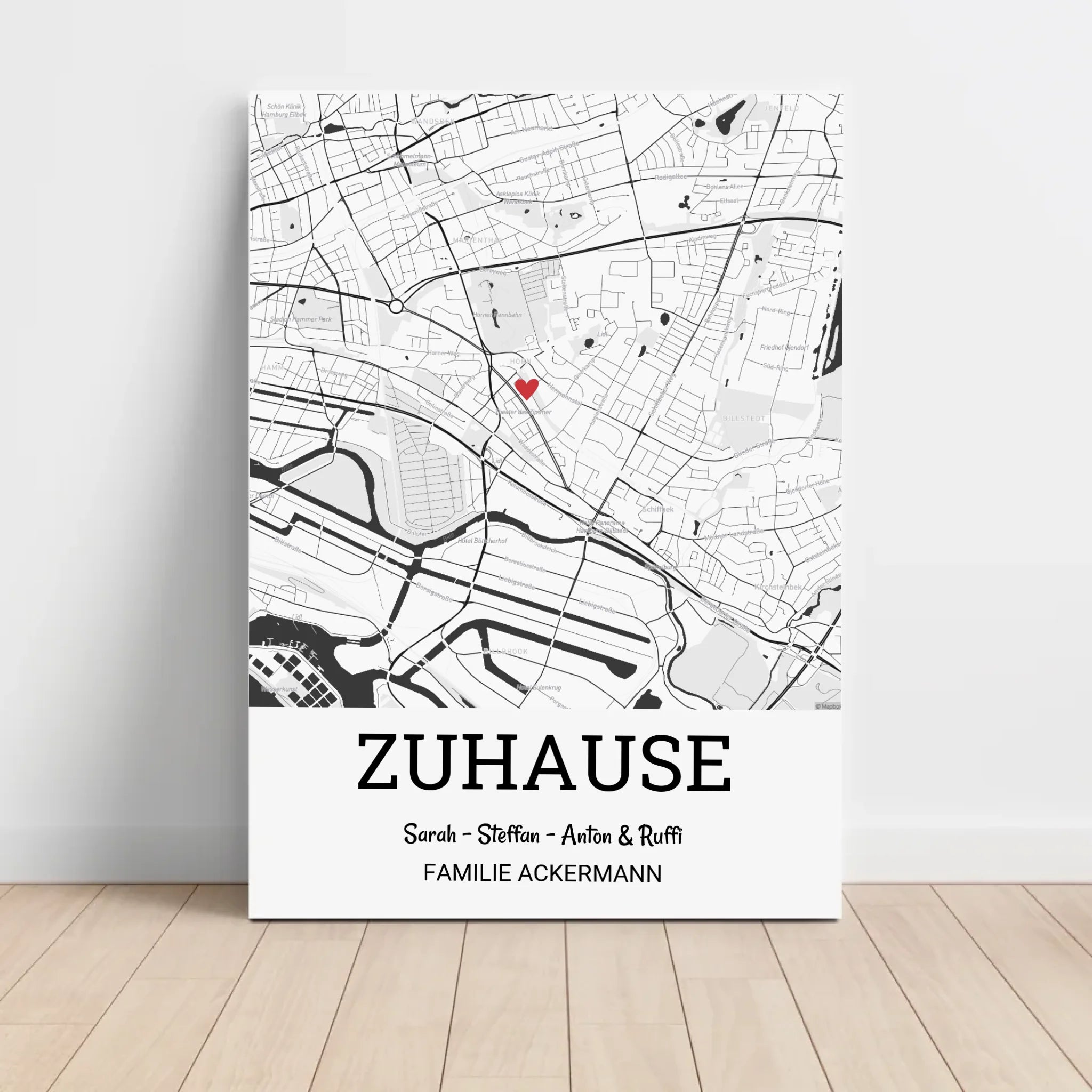 Einzugsgeschenk Einweihung neue Wohnung Haus Eigenheim Familie Bild Stadtkarte personalisiert - Cantty