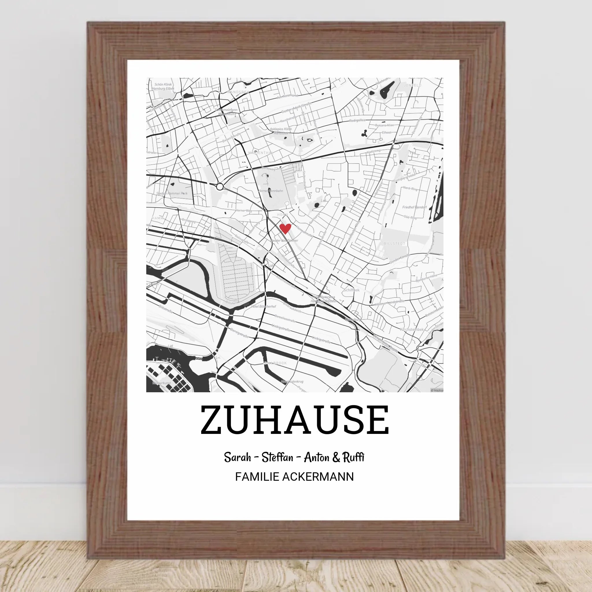 Einzugsgeschenk Einweihung neue Wohnung Haus Eigenheim Familie Bild Stadtkarte personalisiert - Cantty