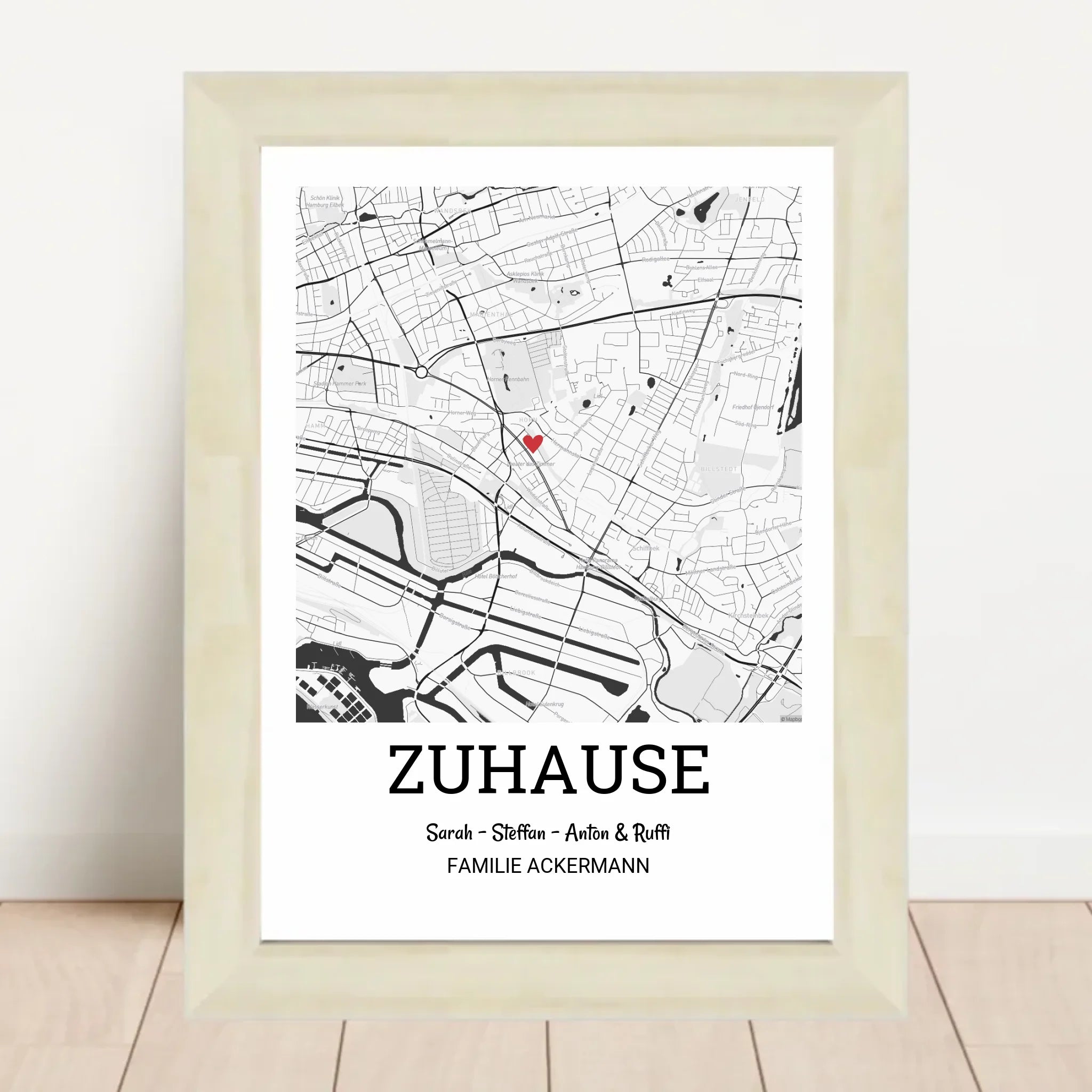 Einzugsgeschenk Einweihung neue Wohnung Haus Eigenheim Familie Bild Stadtkarte personalisiert - Cantty
