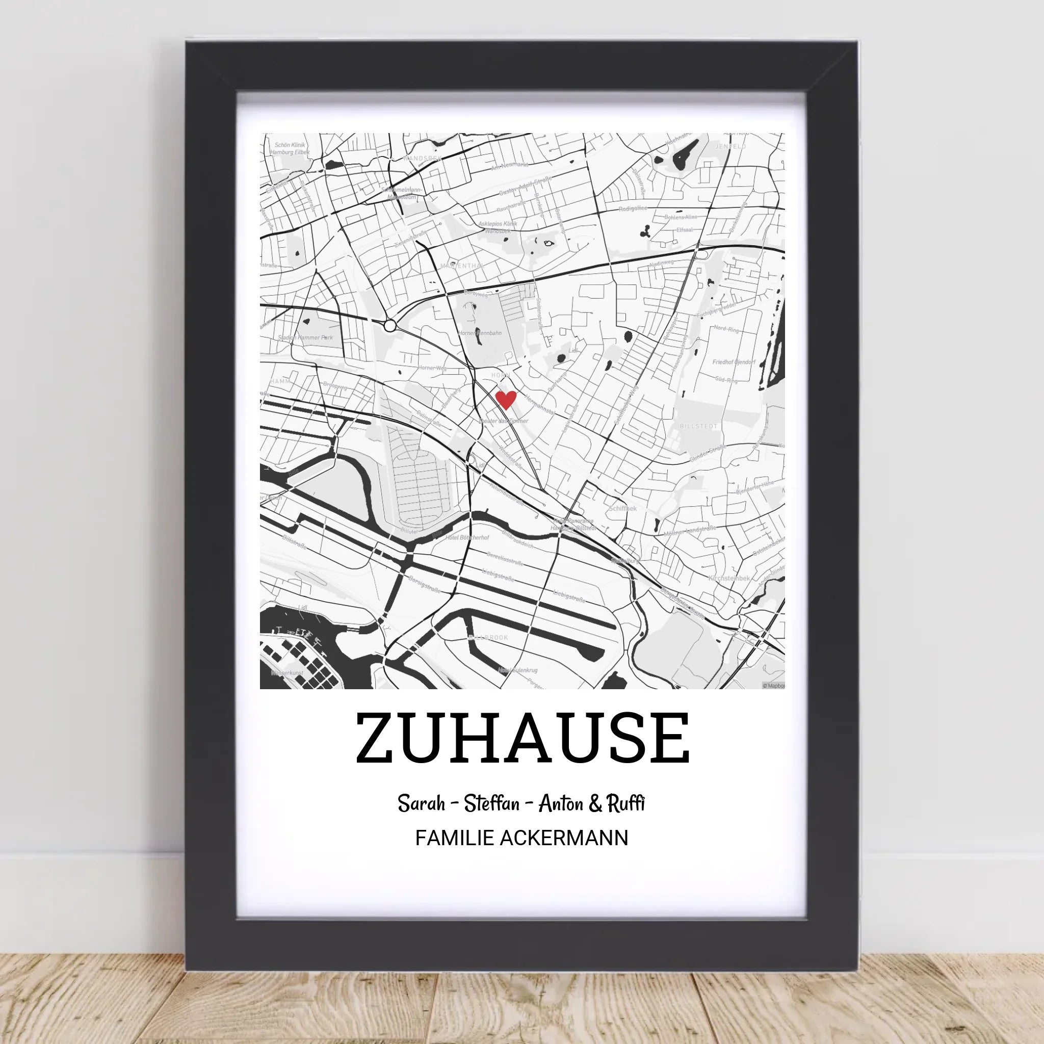 Einzugsgeschenk Einweihung neue Wohnung Haus Eigenheim Familie Bild Stadtkarte personalisiert - Cantty