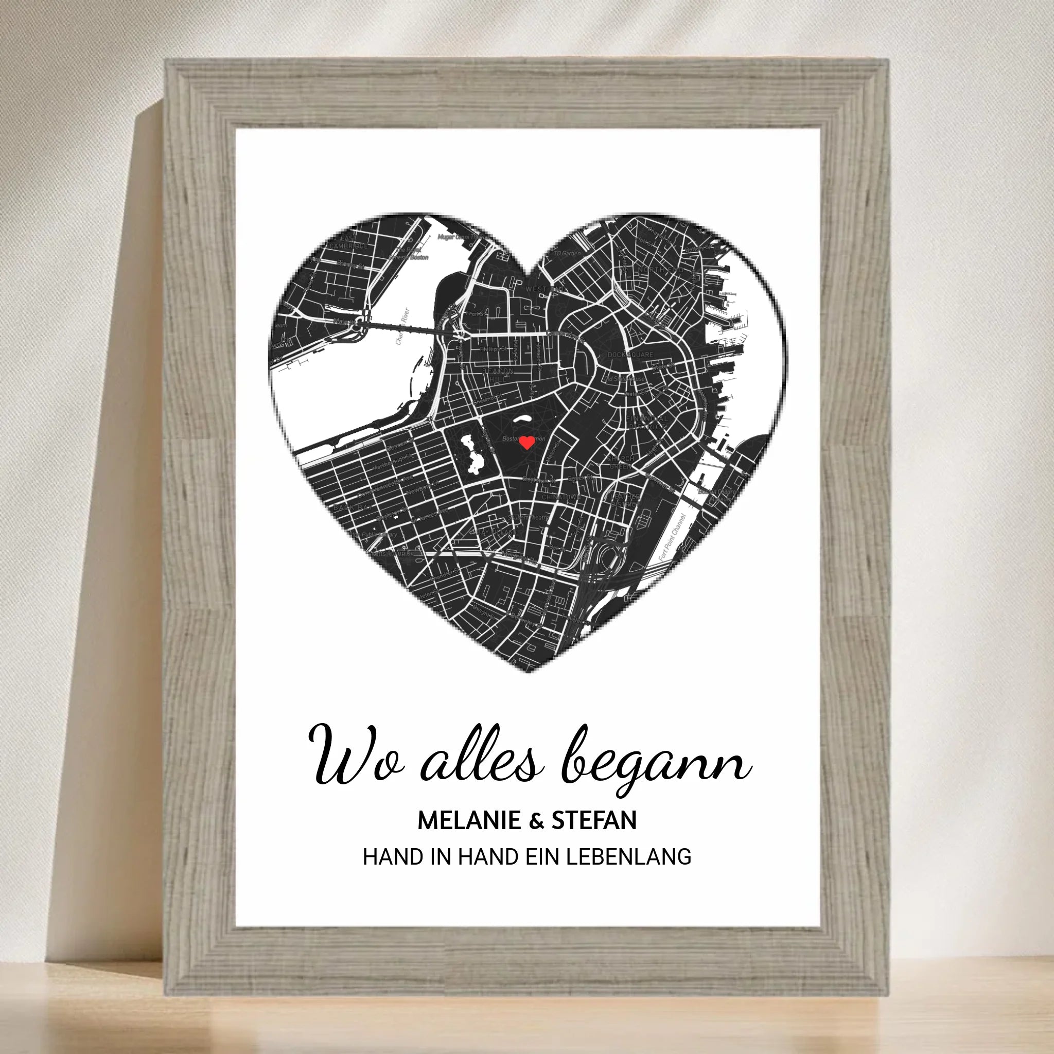 Wo alles begann Herz Poster mit Rahmen oder zum ausdrucken download - Cantty