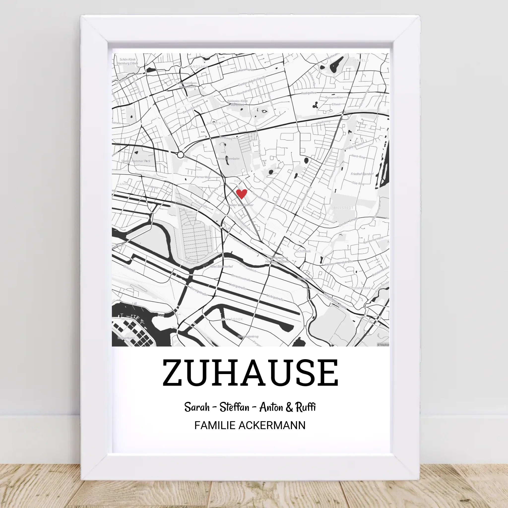 Einzugsgeschenk Einweihung neue Wohnung Haus Eigenheim Familie Bild Stadtkarte personalisiert - Cantty