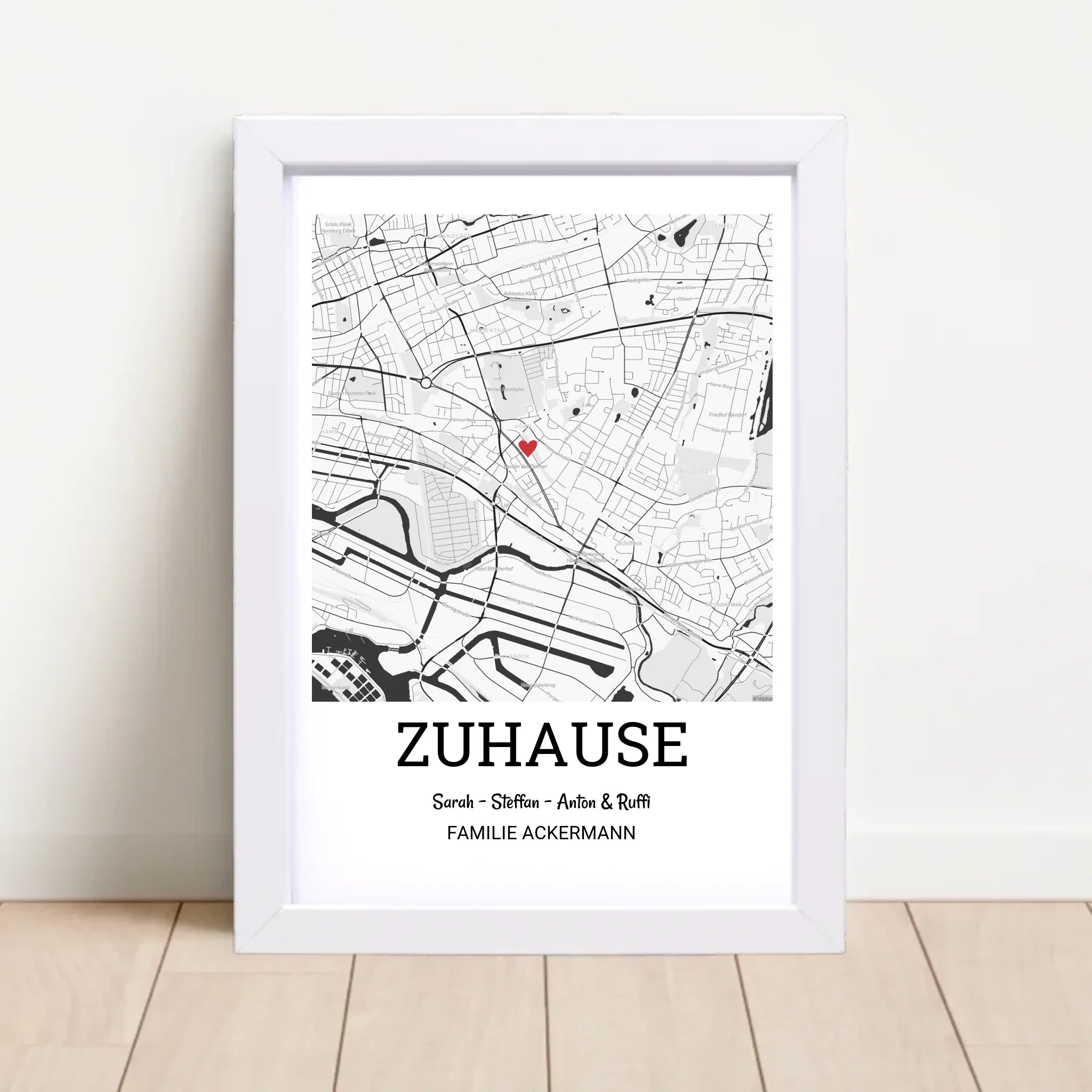 Einzugsgeschenk Einweihung neue Wohnung Haus Eigenheim Familie Bild Stadtkarte personalisiert - Cantty