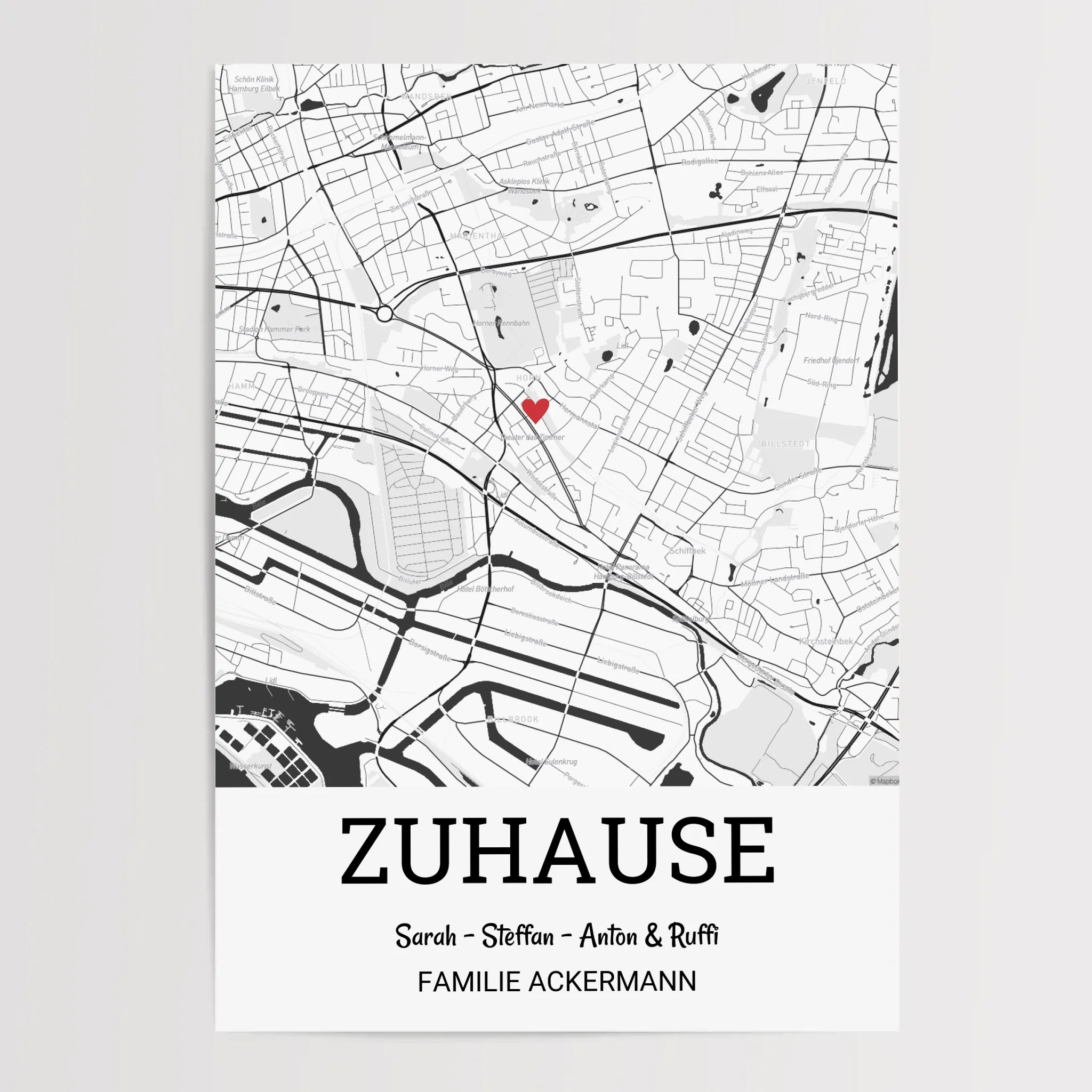 Einzugsgeschenk Einweihung neue Wohnung Haus Eigenheim Familie Bild Stadtkarte personalisiert - Cantty