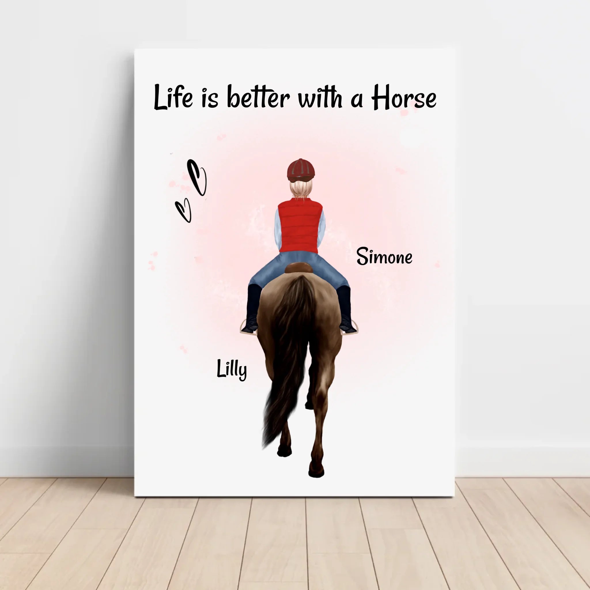 Geschenk für Pferdeliebhaber Mädchen Reiterin Bild personalisierbar - Cantty
