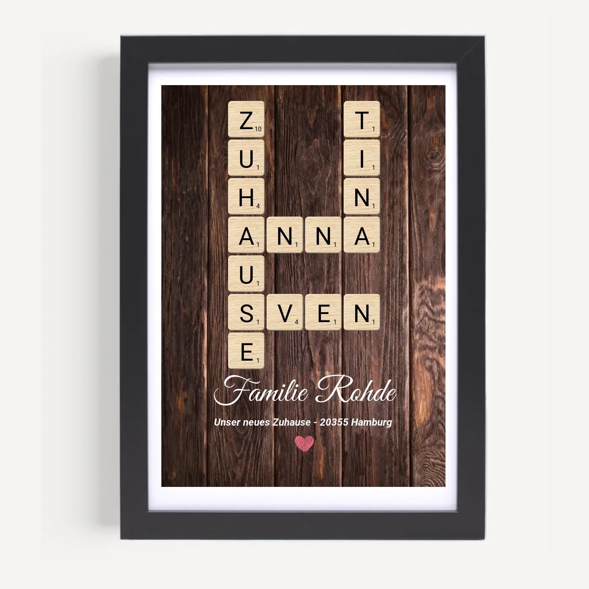 Einzugsgeschenk Wohnung Haus Einweihung Bild mit Bilderrahmen personalisierbar - Cantty