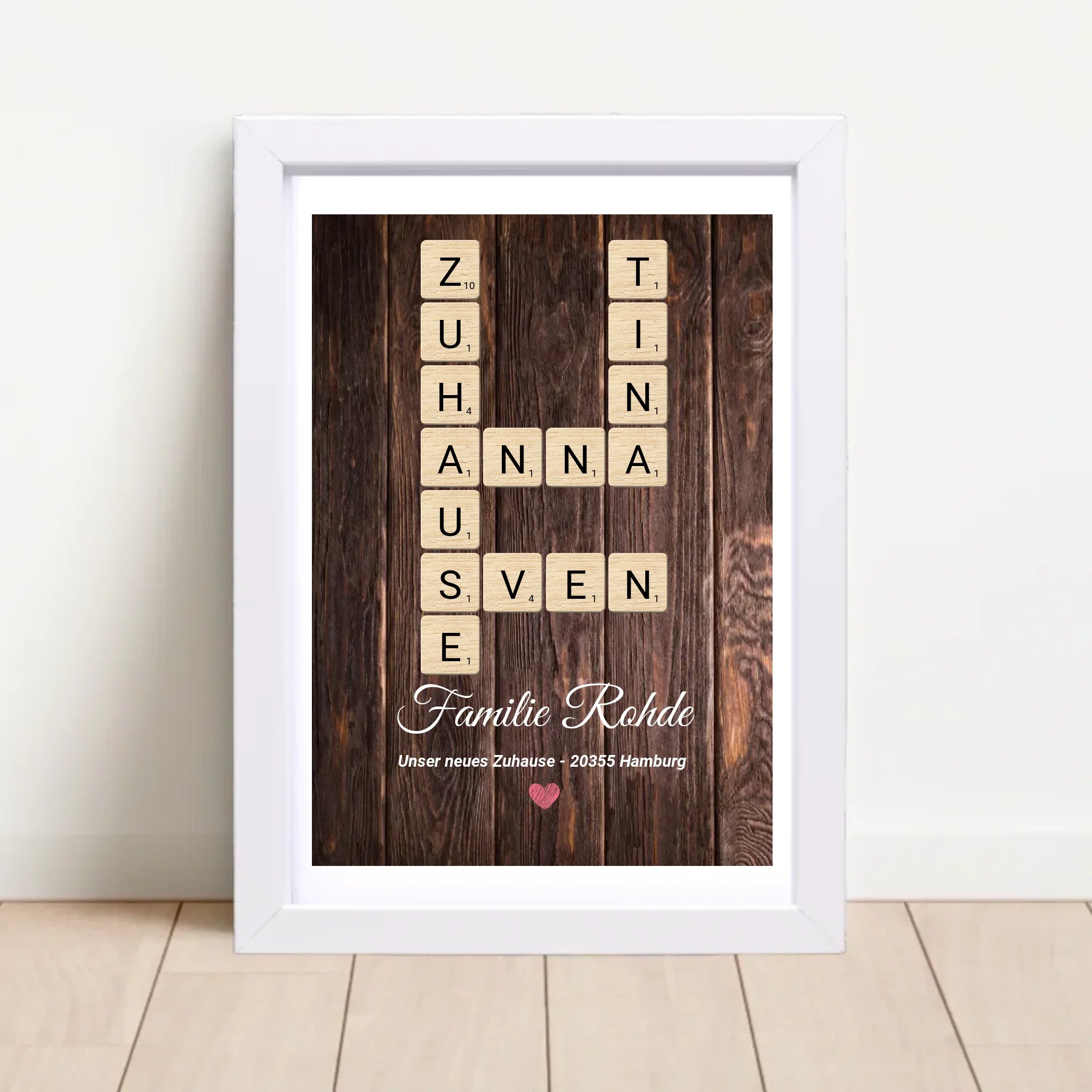 Einzugsgeschenk Wohnung Haus Einweihung Bild mit Bilderrahmen personalisierbar - Cantty