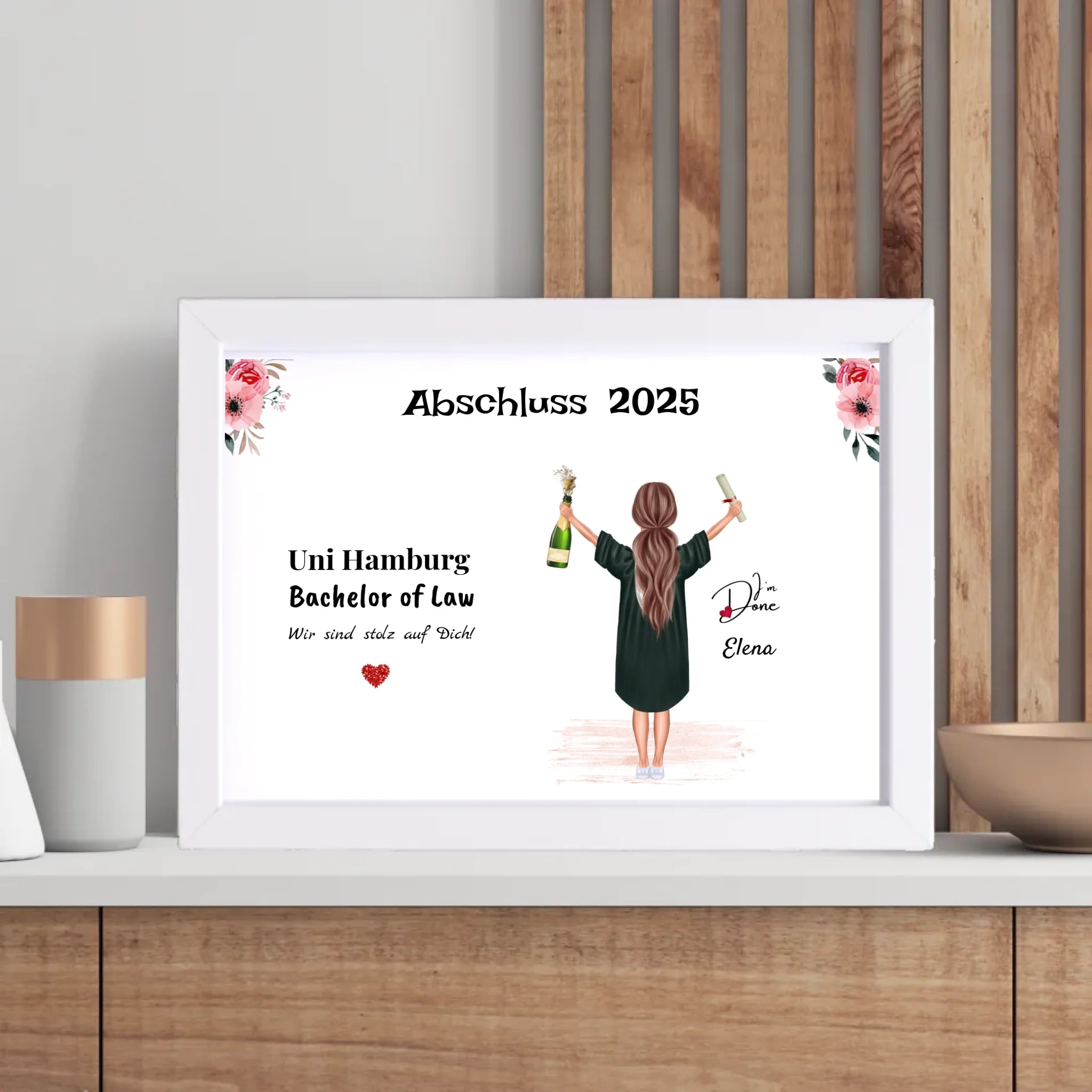 Abschlussgeschenk Bild fĂŒr MĂ€dchen, Studium Bachelor & Master Abitur Ausbildung Schule - Cantty