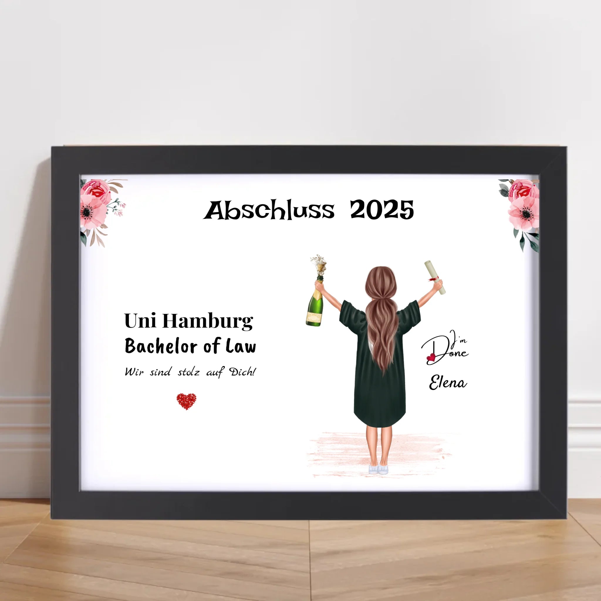 Abschlussgeschenk Bild fĂŒr MĂ€dchen, Studium Bachelor & Master Abitur Ausbildung Schule - Cantty