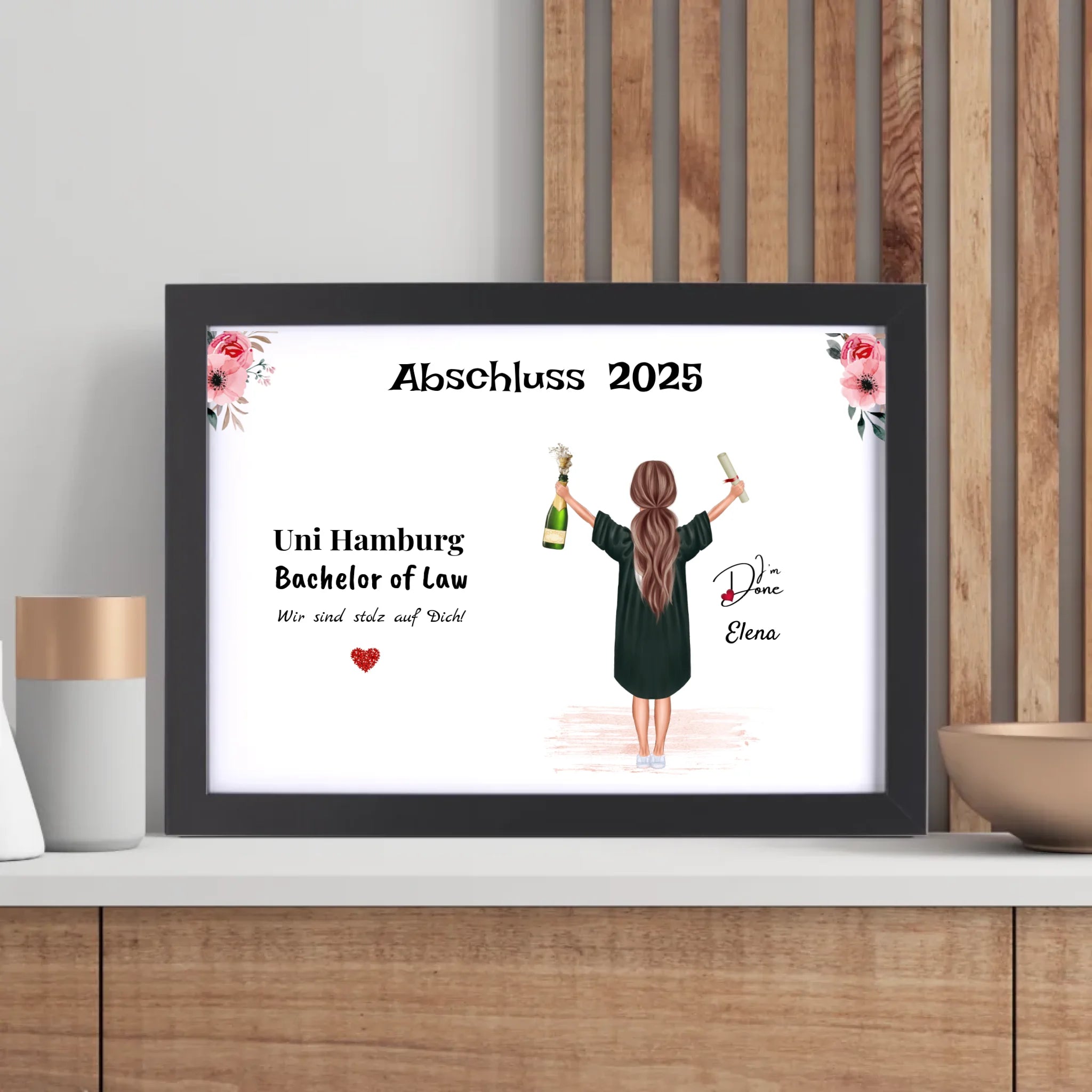 Abschlussgeschenk Bild fĂŒr MĂ€dchen, Studium Bachelor & Master Abitur Ausbildung Schule - Cantty