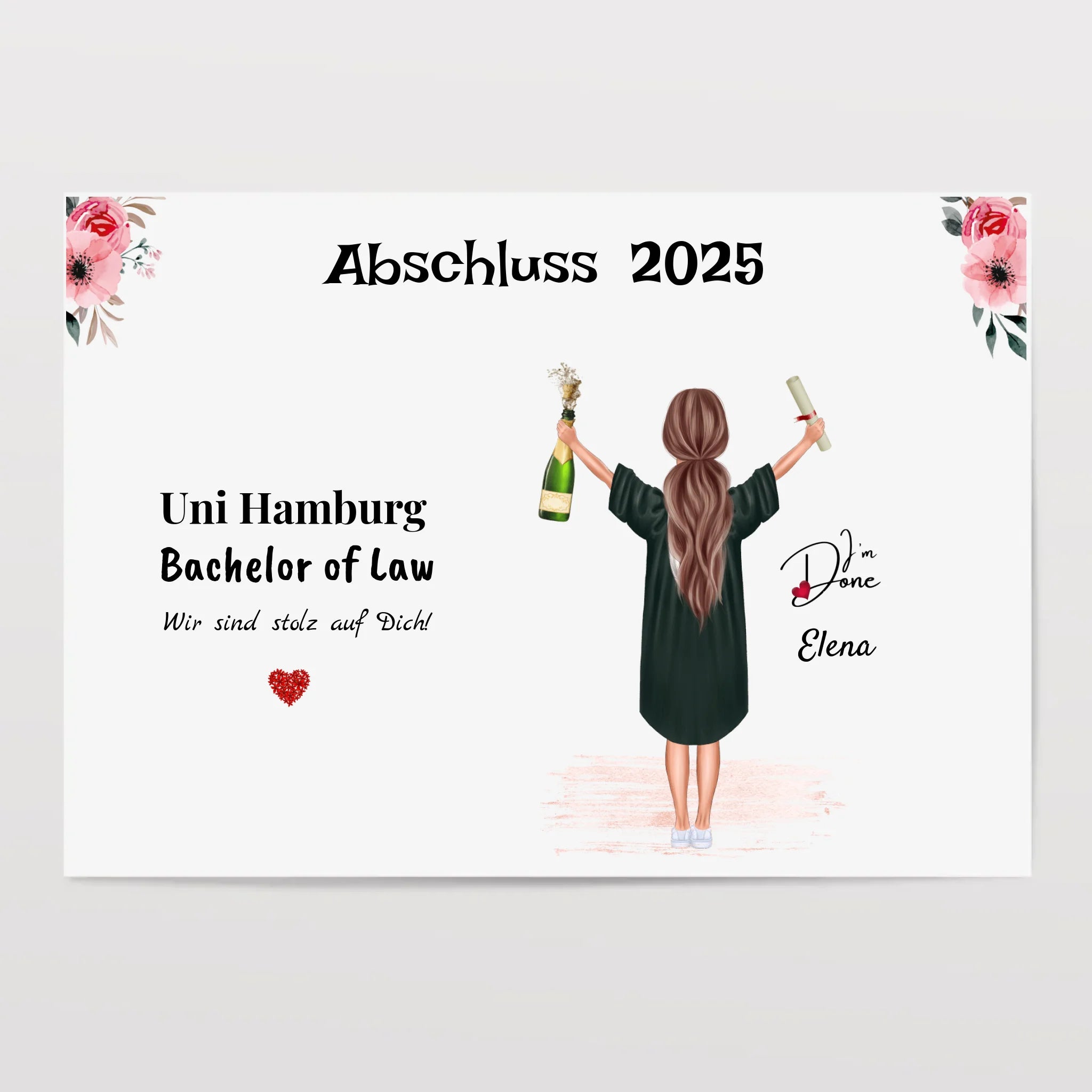 Abschlussgeschenk Bild fĂŒr MĂ€dchen, Studium Bachelor & Master Abitur Ausbildung Schule - Cantty