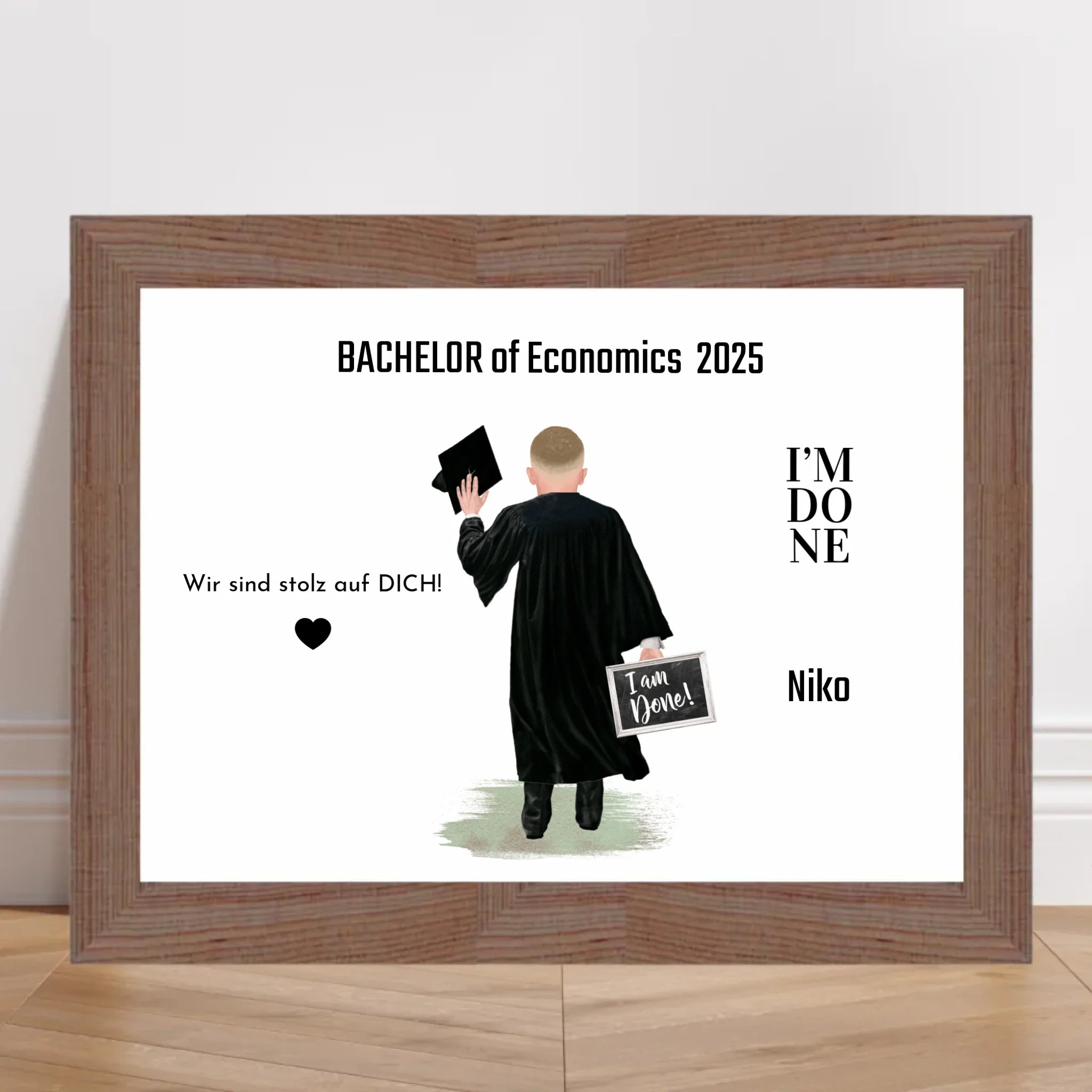 Bachelor Master Studium Abschluss Mann Poster personalisiert - Cantty