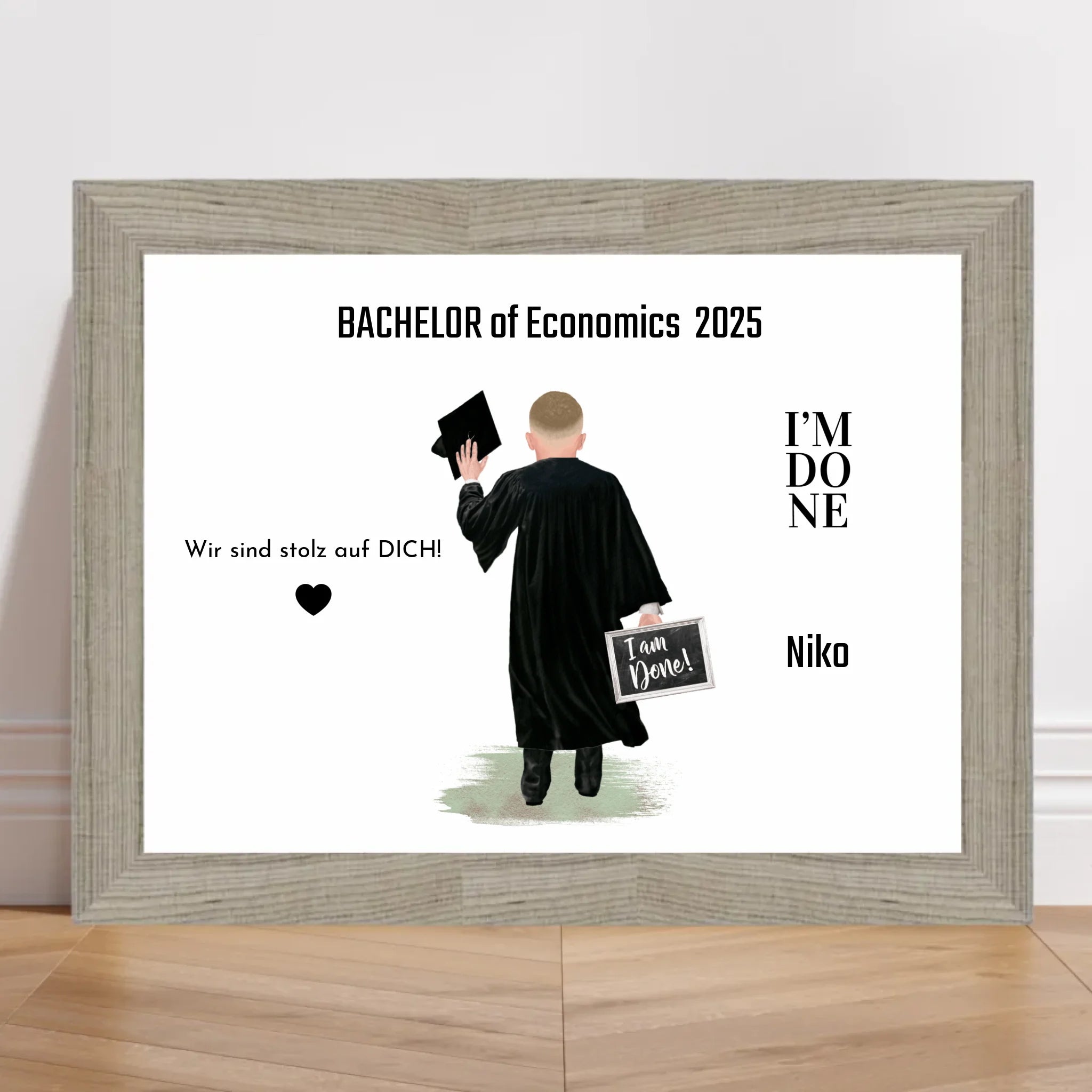 Bachelor Master Studium Abschluss Mann Poster personalisiert - Cantty