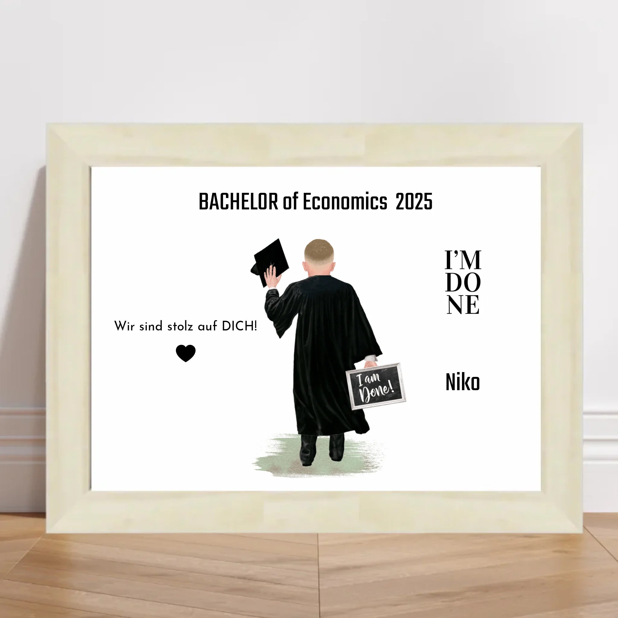 Bachelor Master Studium Abschluss Mann Poster personalisiert - Cantty