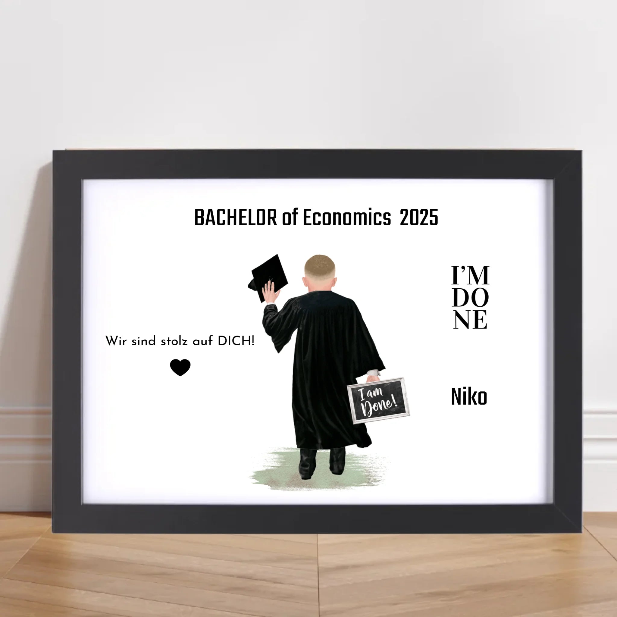 Bachelor Master Studium Abschluss Mann Poster personalisiert - Cantty