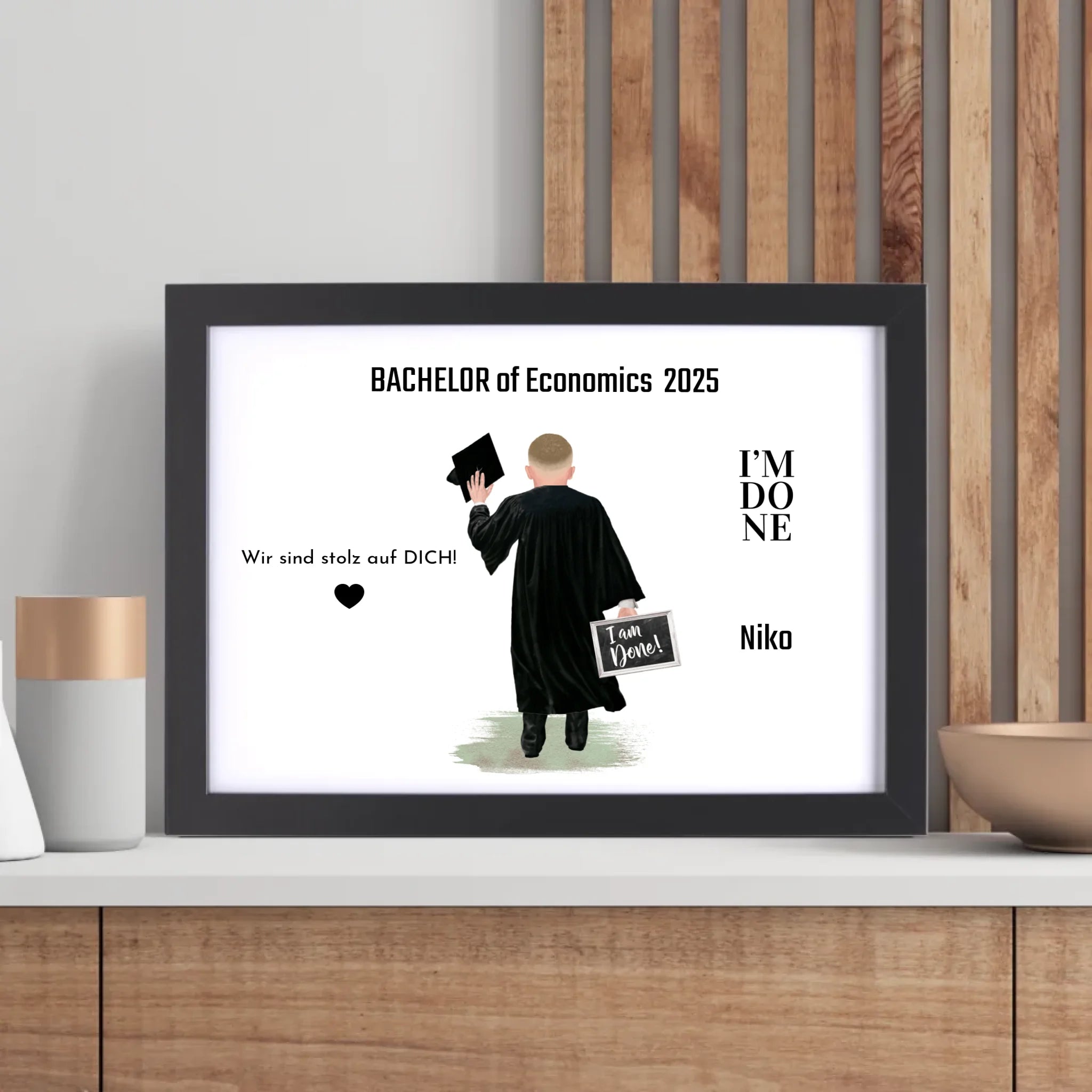 Bachelor Master Studium Abschluss Mann Poster personalisiert - Cantty