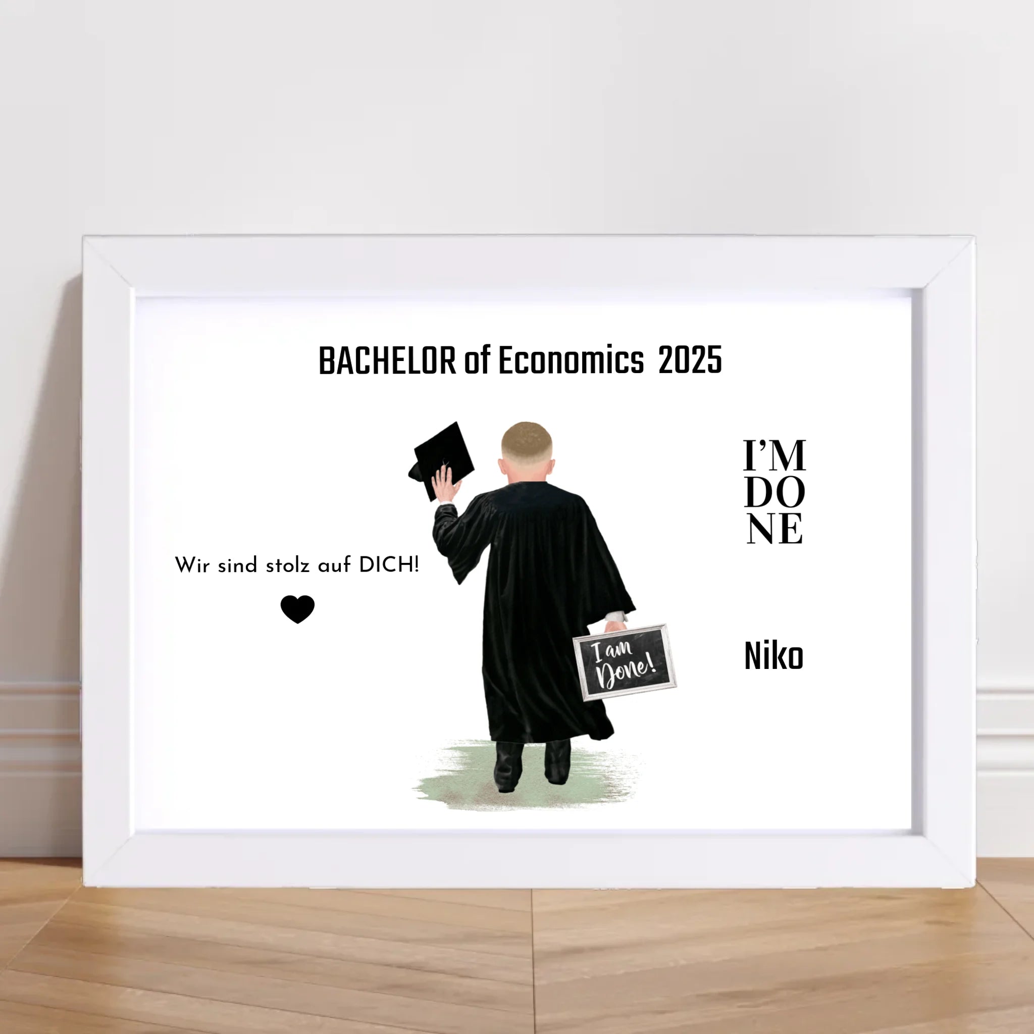 Bachelor Master Studium Abschluss Mann Poster personalisiert - Cantty