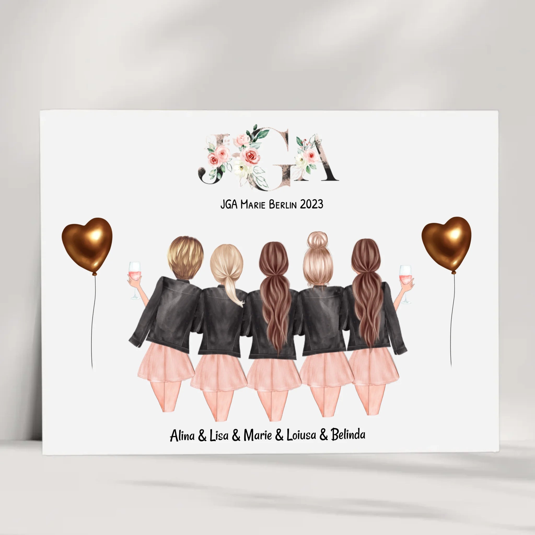 Geschenk 5 Freundinnen Bild JGA Braut Brautjungfern - Cantty