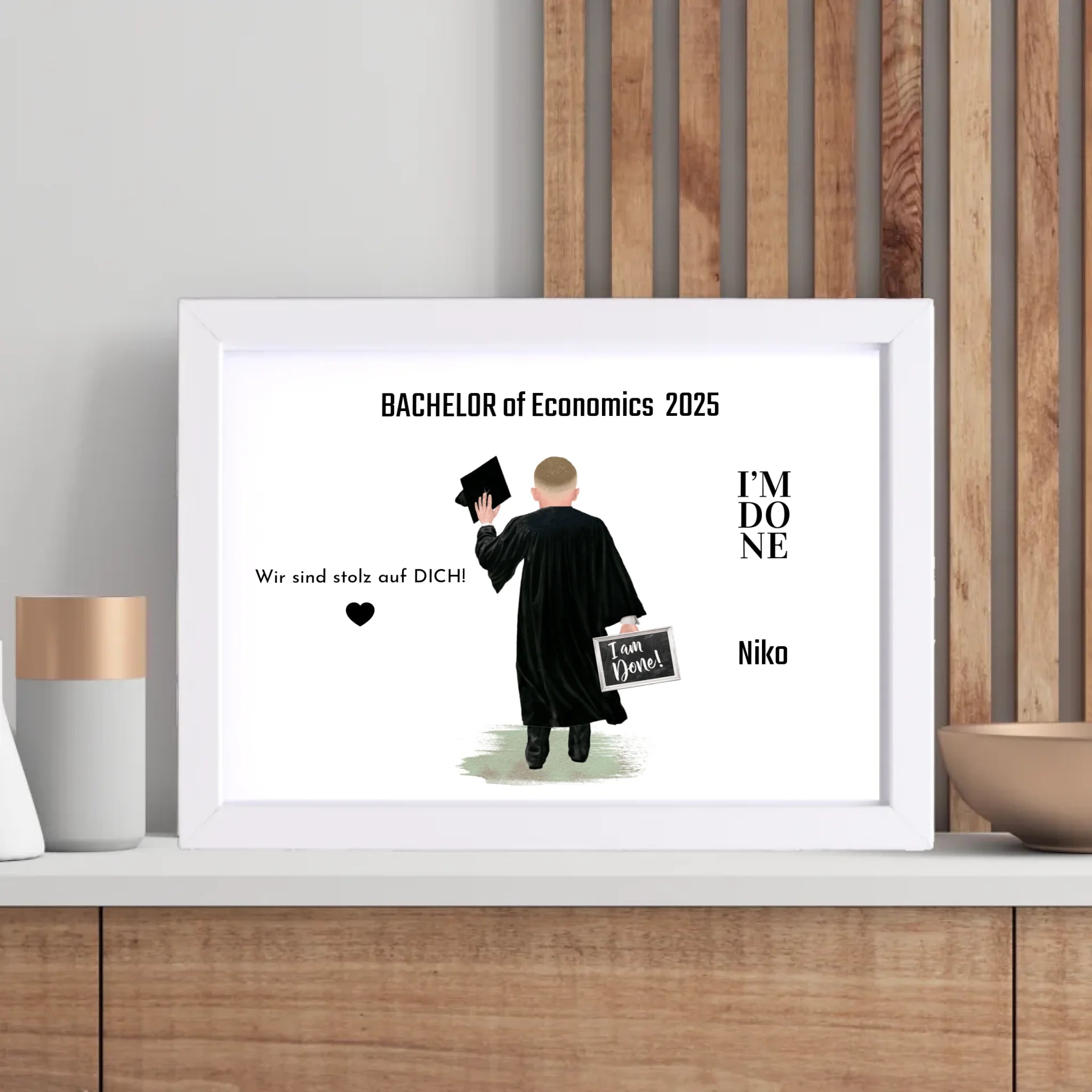Bachelor Master Studium Abschluss Mann Poster personalisiert - Cantty