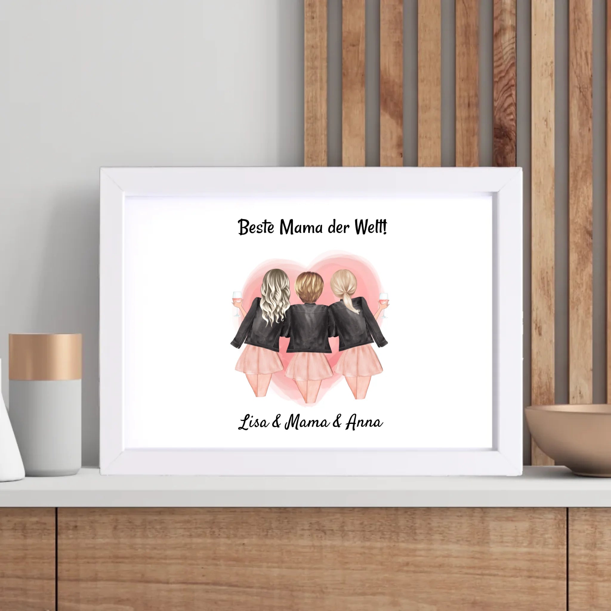 Geschenk Mama und 2 Töchter Bild personalisiert - Cantty