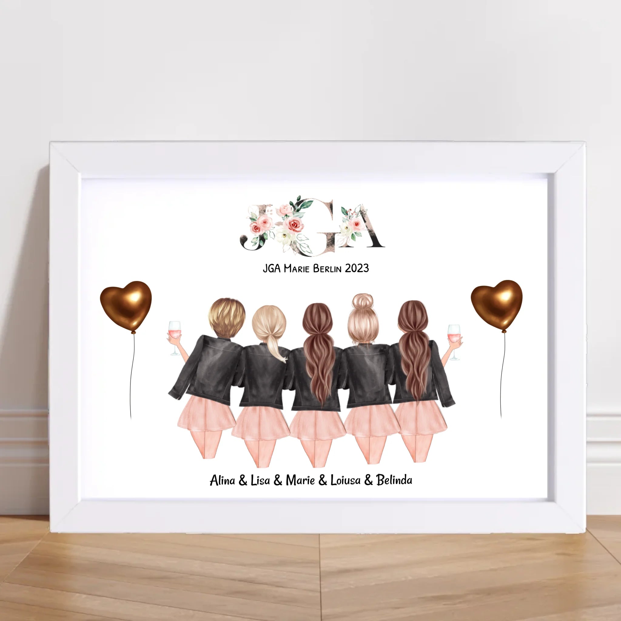 Geschenk 5 Freundinnen Bild JGA Braut Brautjungfern - Cantty