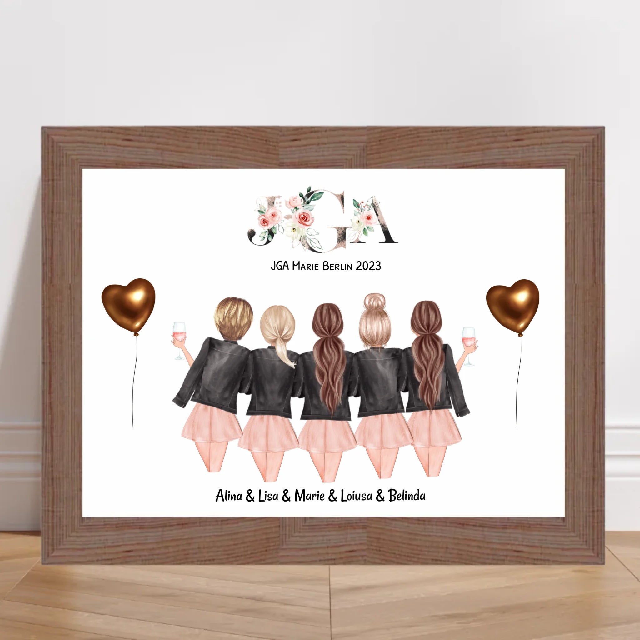 Geschenk 5 Freundinnen Bild JGA Braut Brautjungfern - Cantty