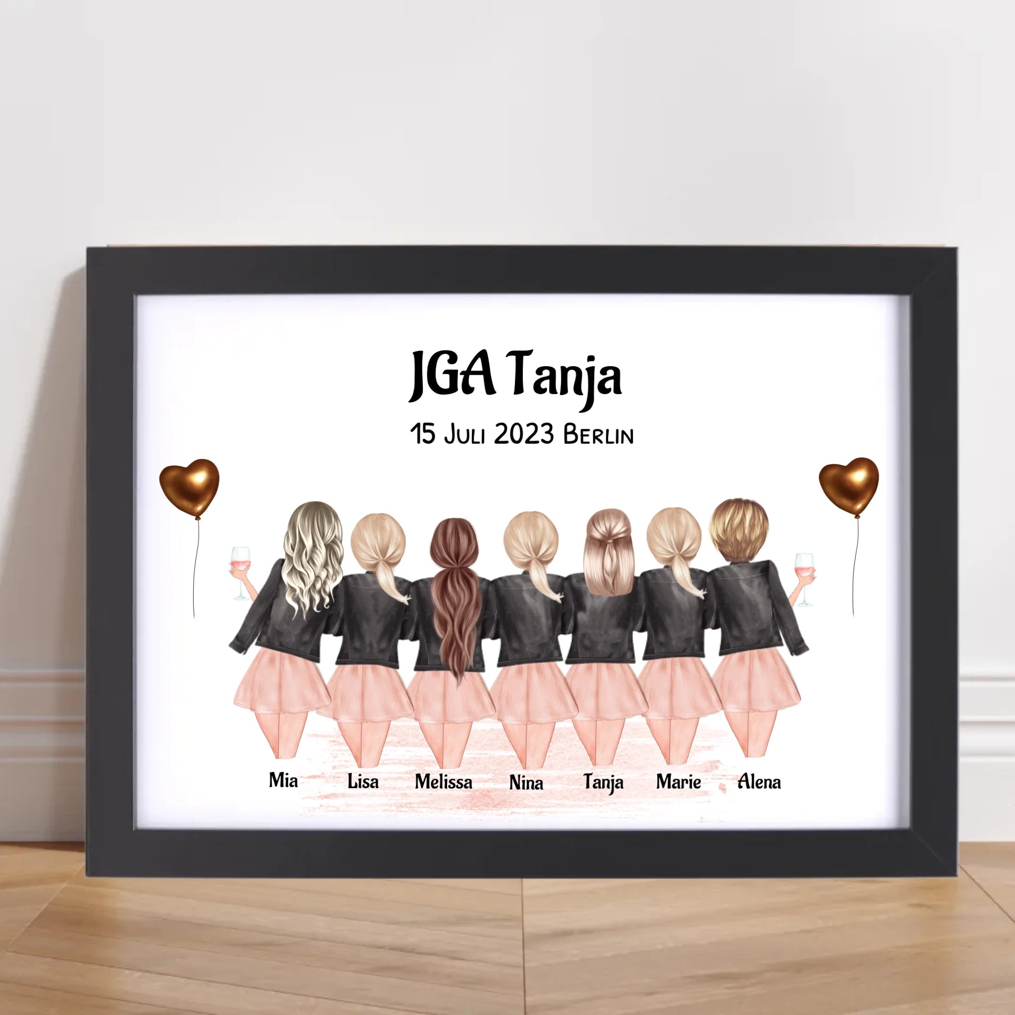 Geschenk 7 Freundinnen Bild JGA personalisiert - Cantty