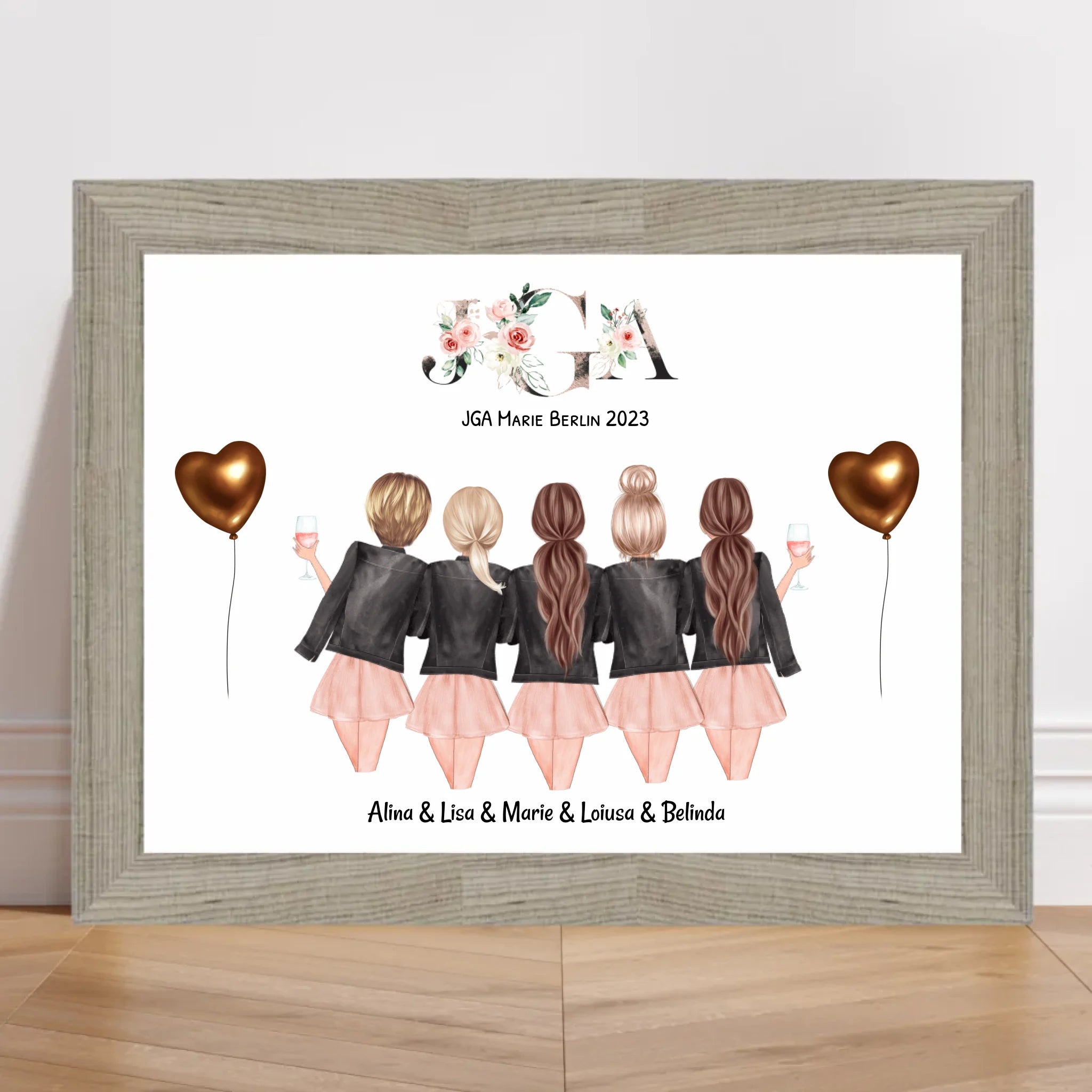 Geschenk 5 Freundinnen Bild JGA Braut Brautjungfern - Cantty