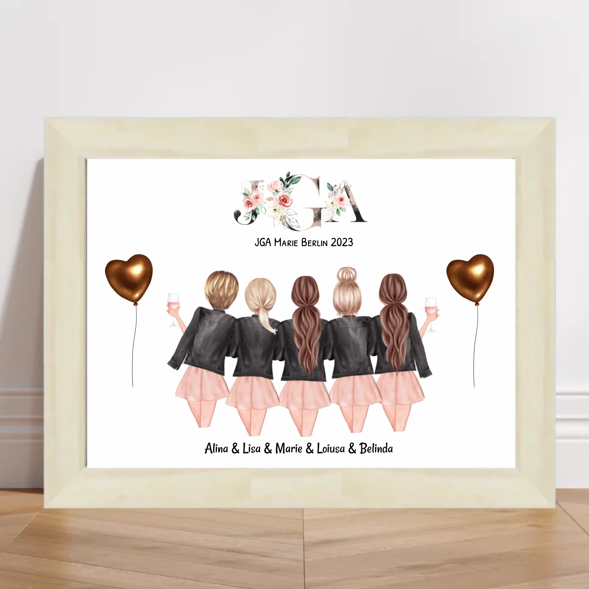 Geschenk 5 Freundinnen Bild JGA Braut Brautjungfern - Cantty