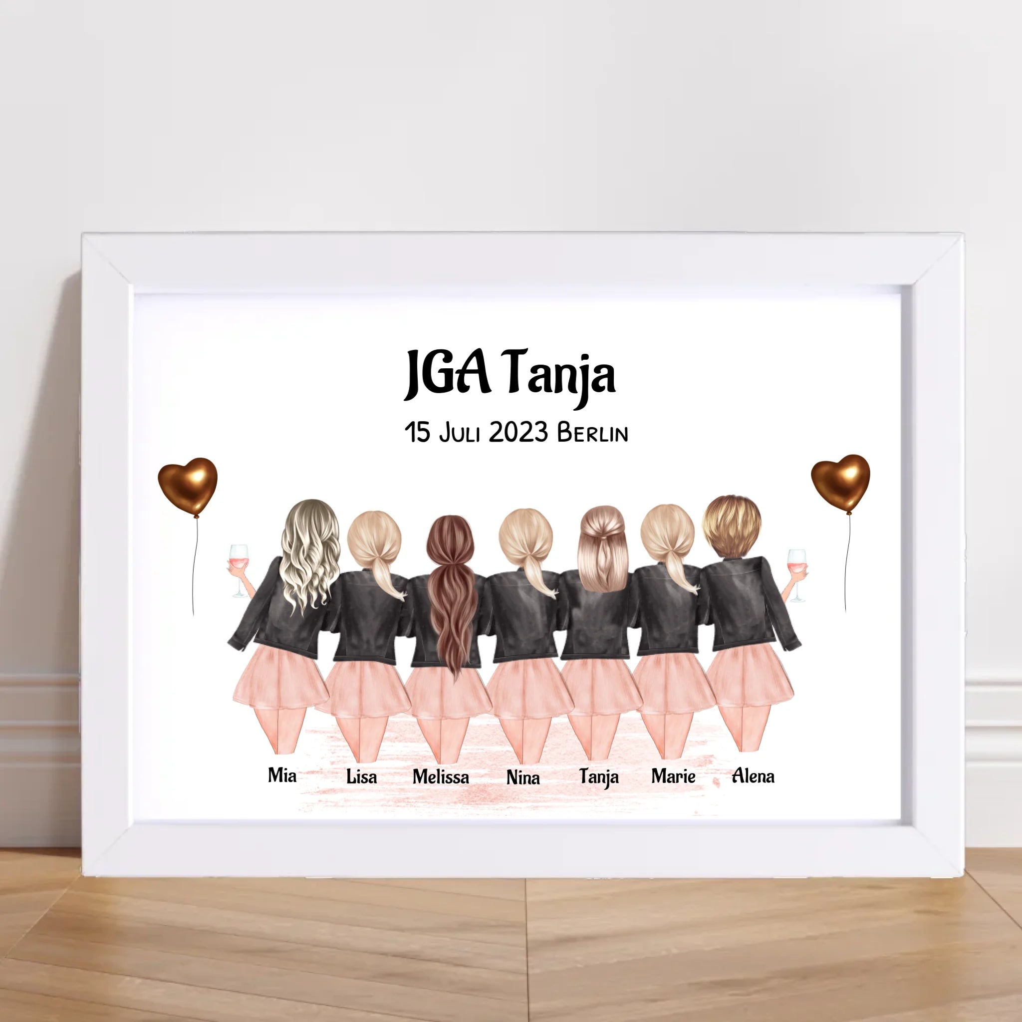 Geschenk 7 Freundinnen Bild JGA personalisiert - Cantty