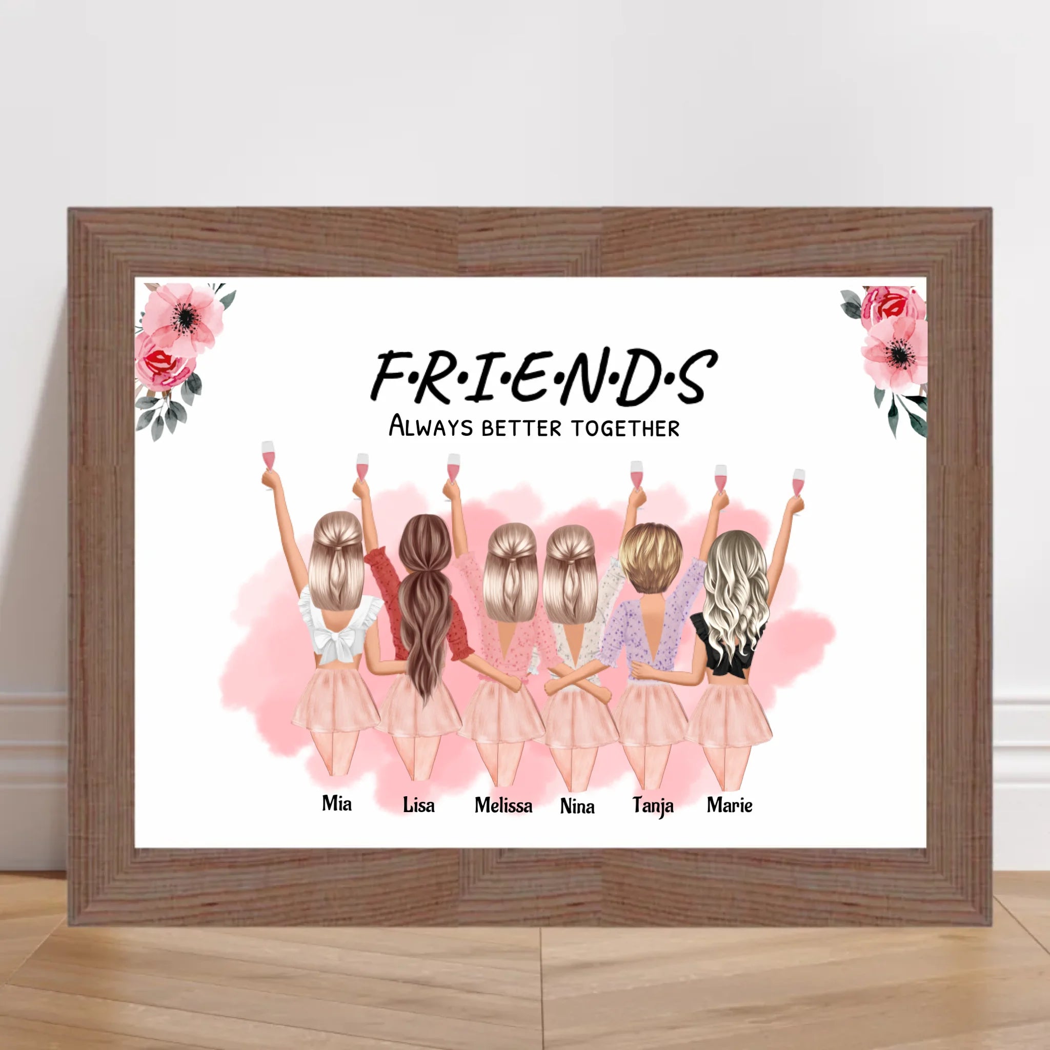 Geschenk 6 Freundinnen Poster personalisiert - Cantty