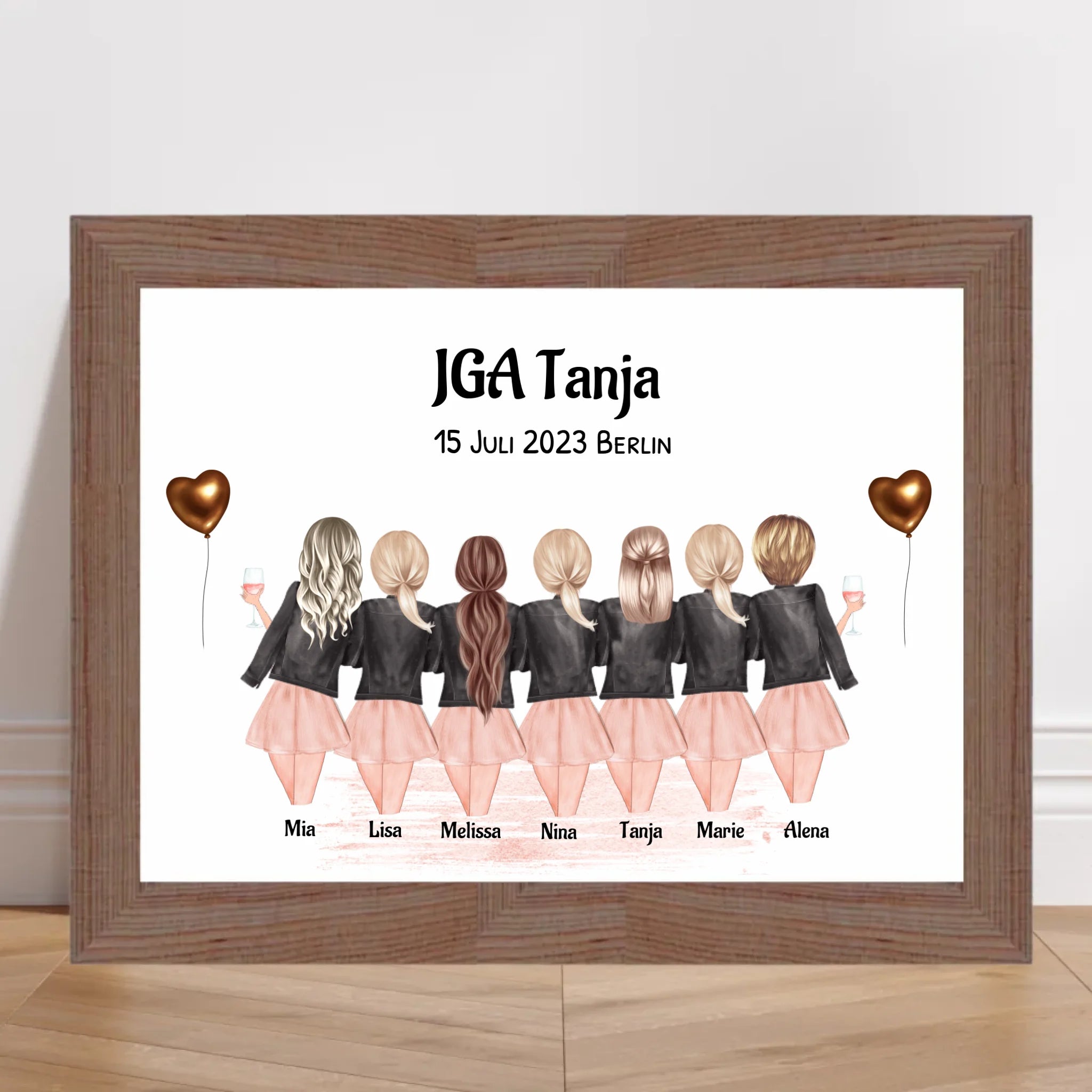 Geschenk 7 Freundinnen Bild JGA personalisiert - Cantty