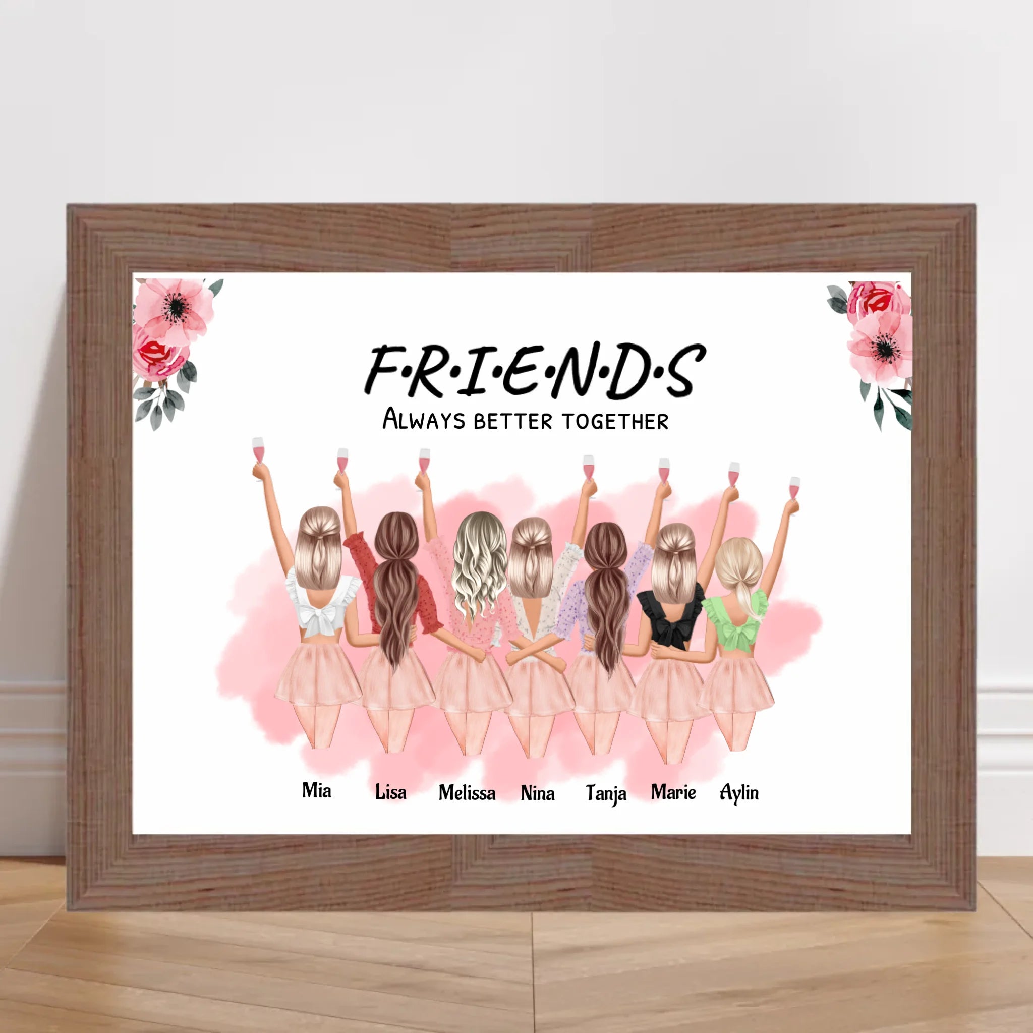 Geschenk 7 Freundinnen Poster personalisiert Namen & Spruch - Cantty