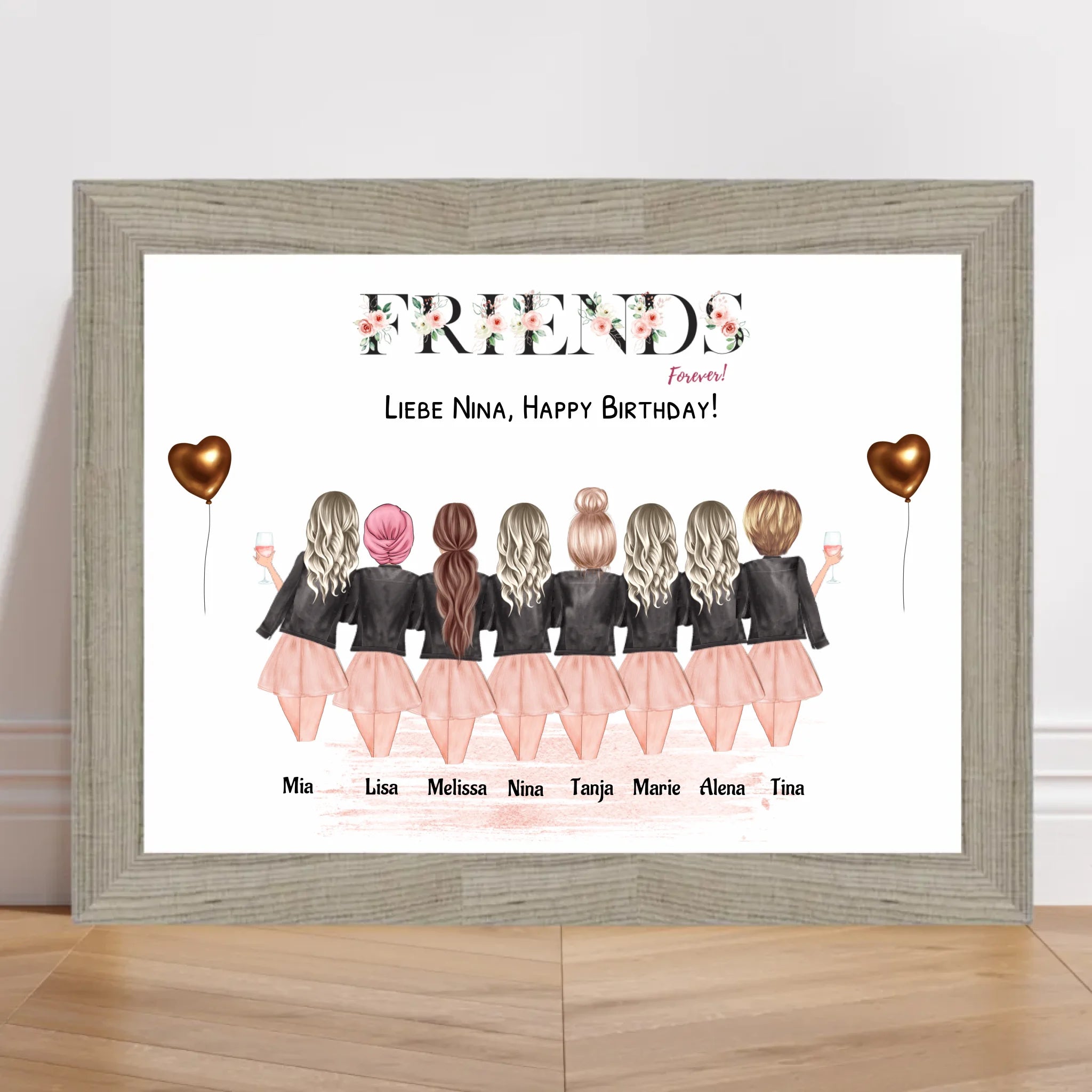 8 Freundinnen Bild personalisiert - Cantty