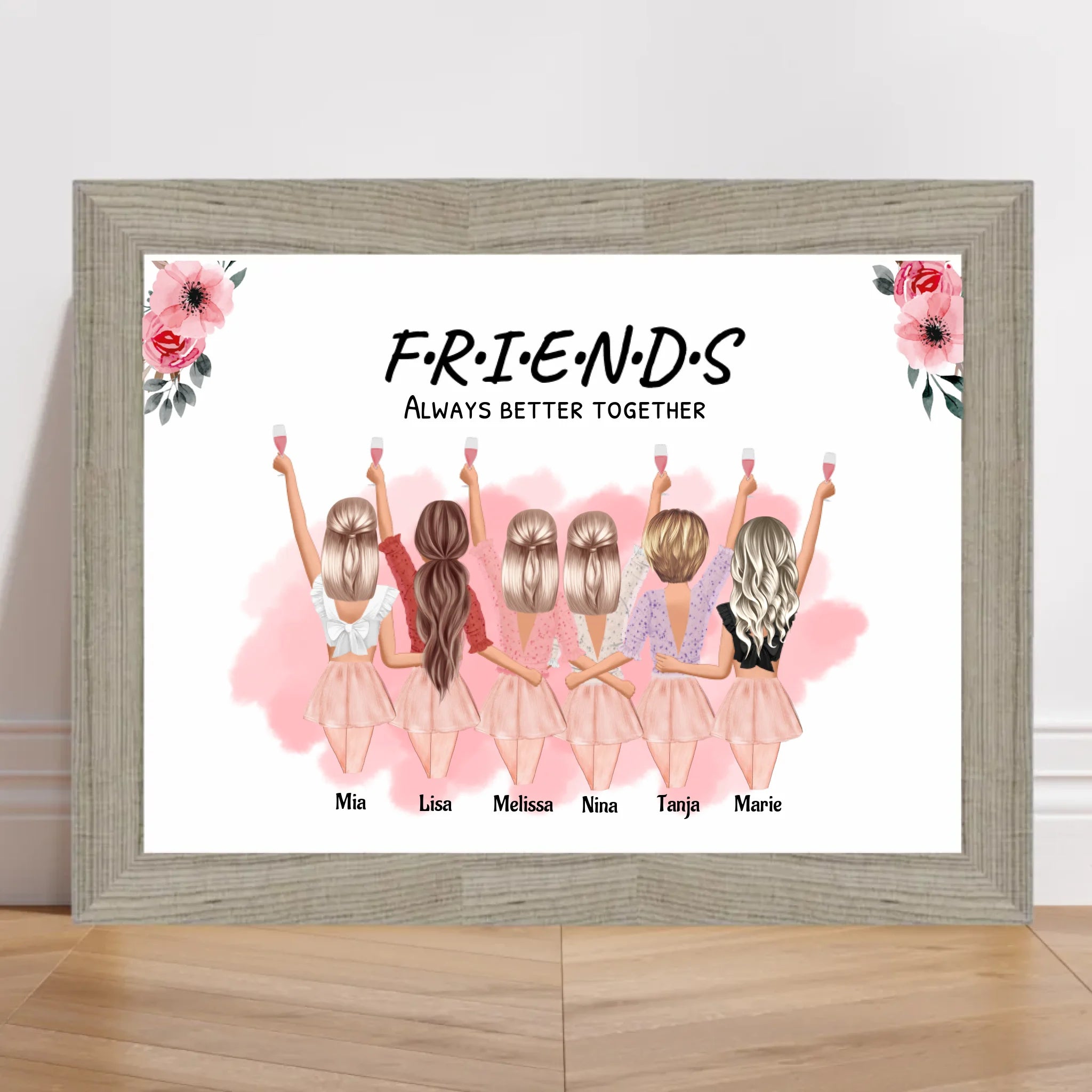 Geschenk 6 Freundinnen Poster personalisiert - Cantty
