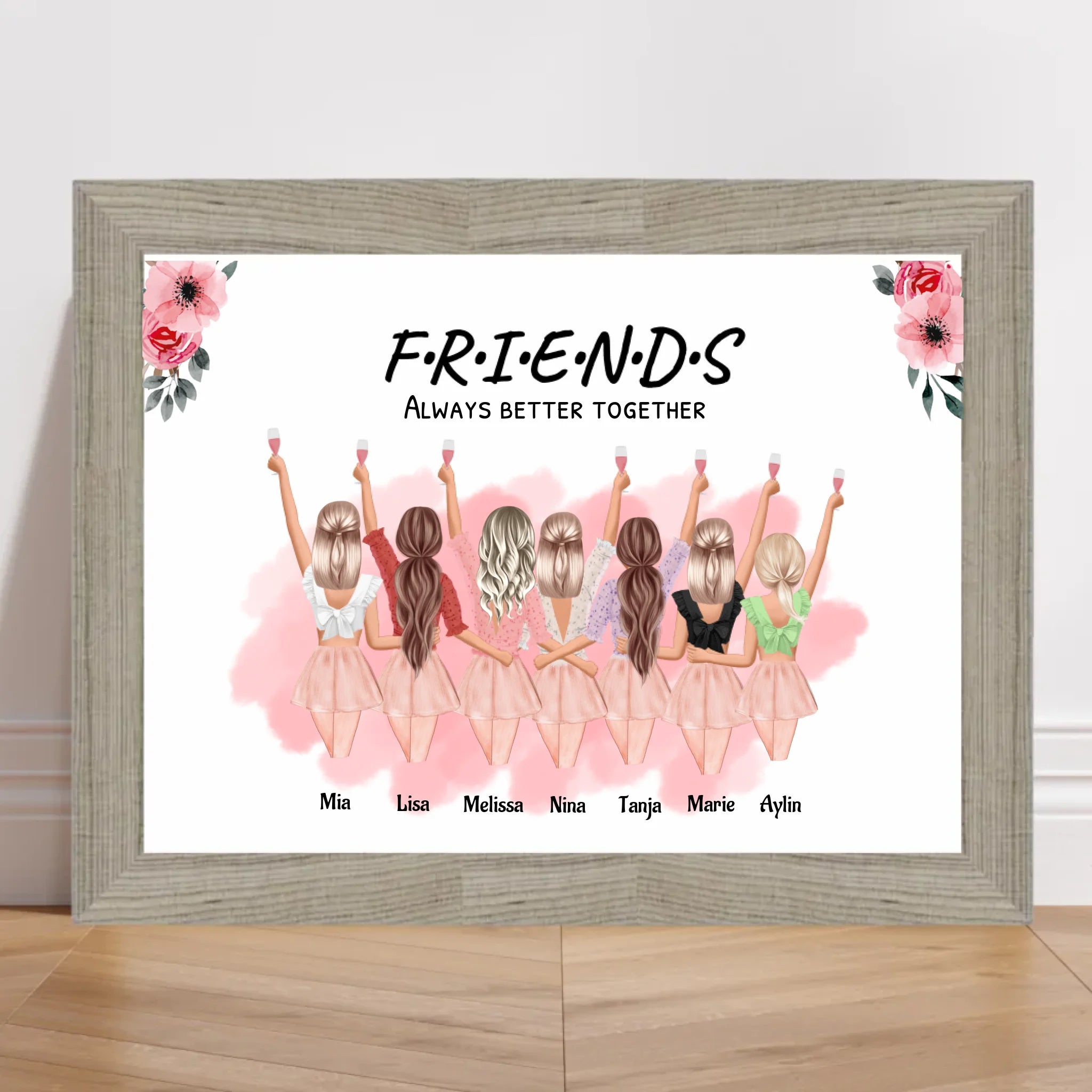 Geschenk 7 Freundinnen Poster personalisiert Namen & Spruch - Cantty