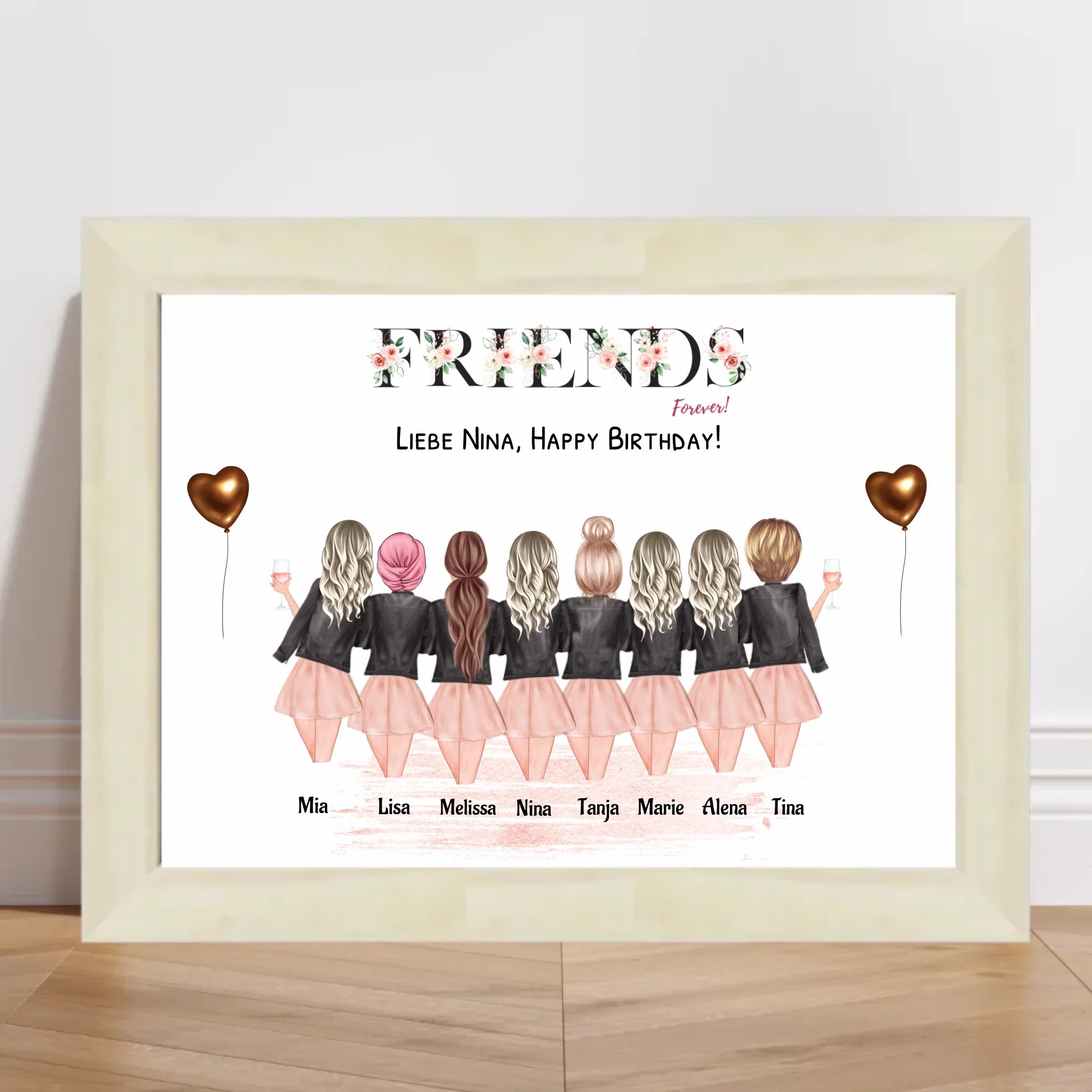 8 Freundinnen Bild personalisiert - Cantty