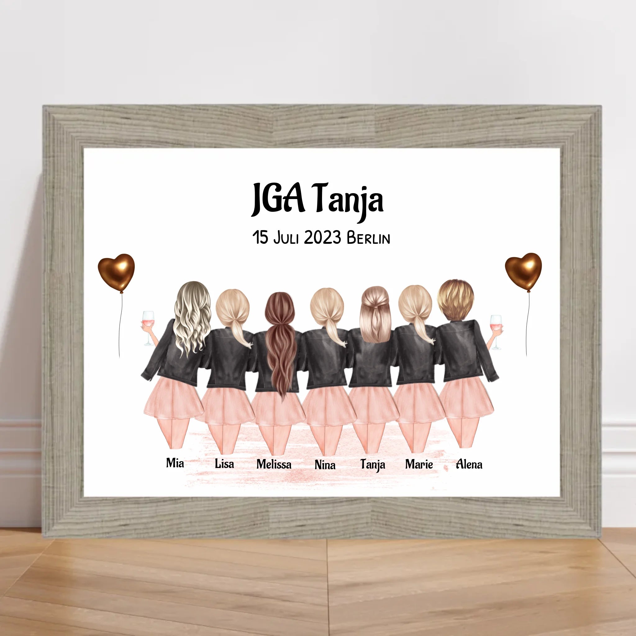 Geschenk 7 Freundinnen Bild JGA personalisiert - Cantty