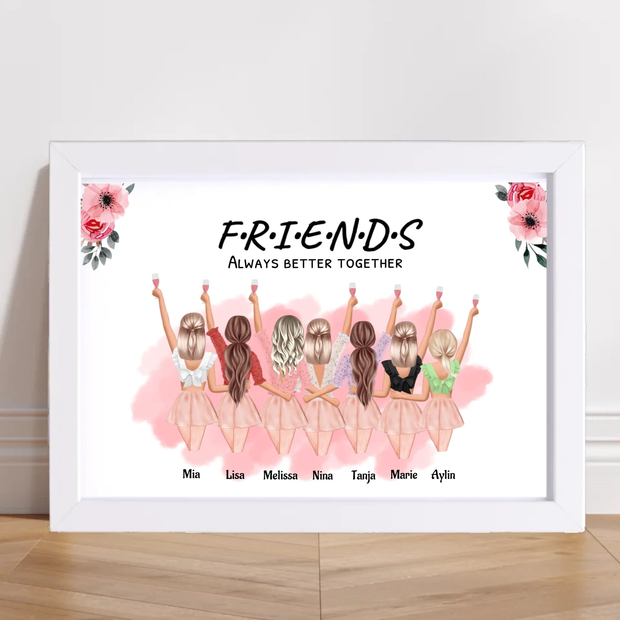Geschenk 7 Freundinnen Poster personalisiert Namen & Spruch - Cantty