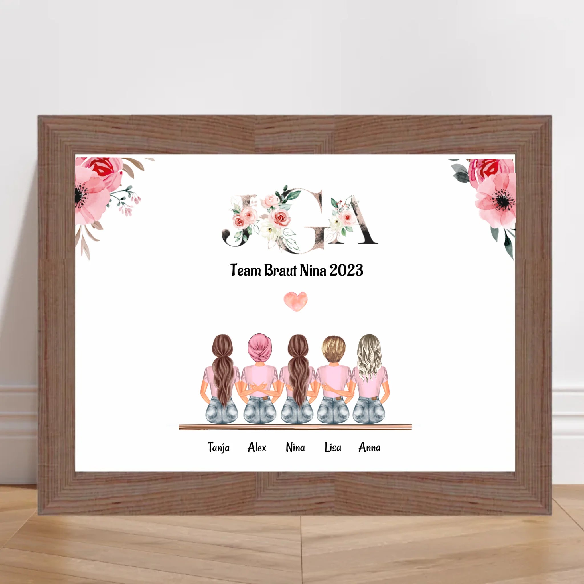 5 Freundinnen Bild Geburtstag & JGA Geschenk personalisiert - Cantty