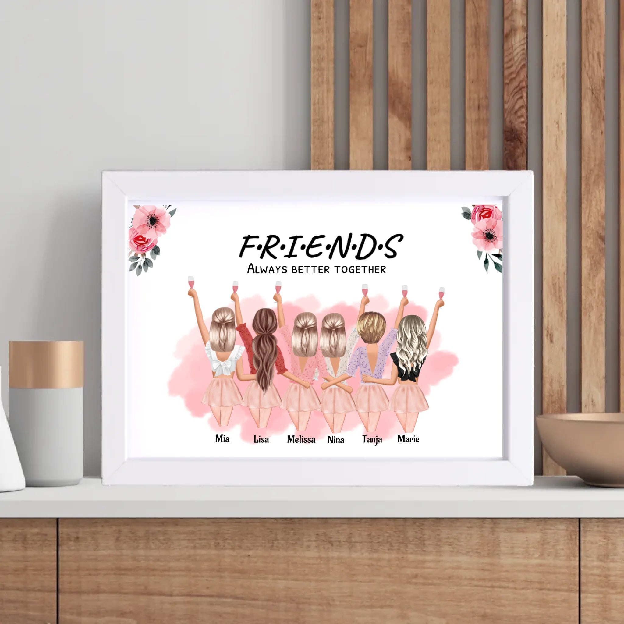 Geschenk 6 Freundinnen Poster personalisiert - Cantty